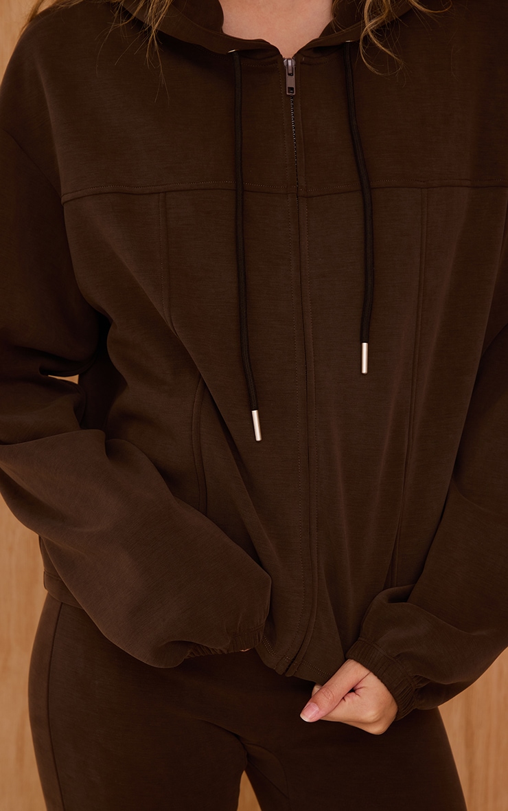 Hoodie très doux chocolat à zip image 4