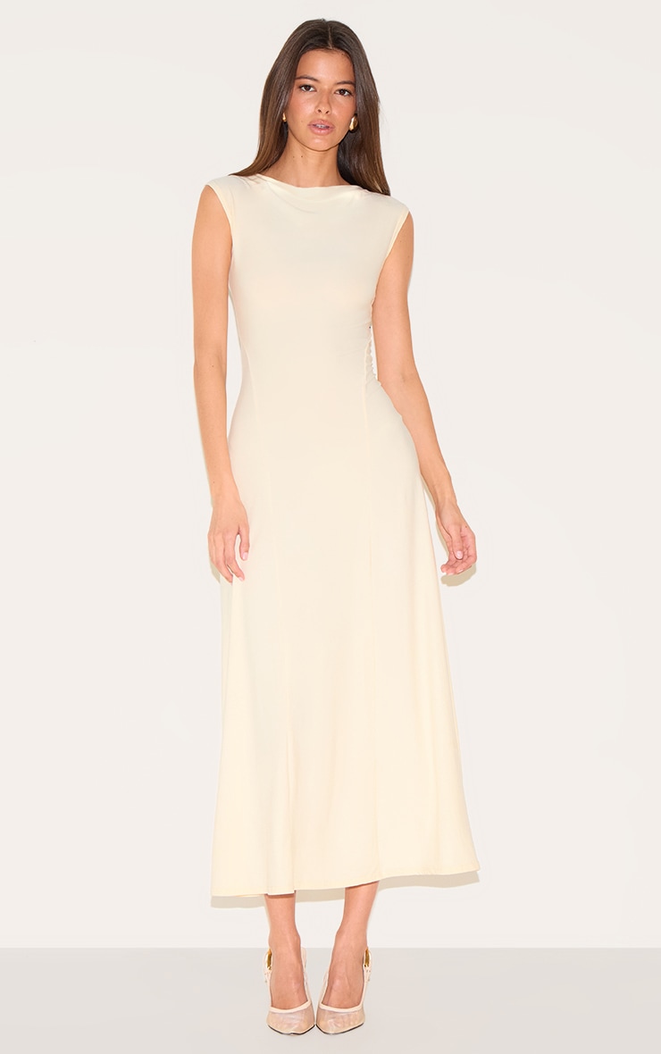 Robe longue fluide jaune citron à parties asymétriques image 1