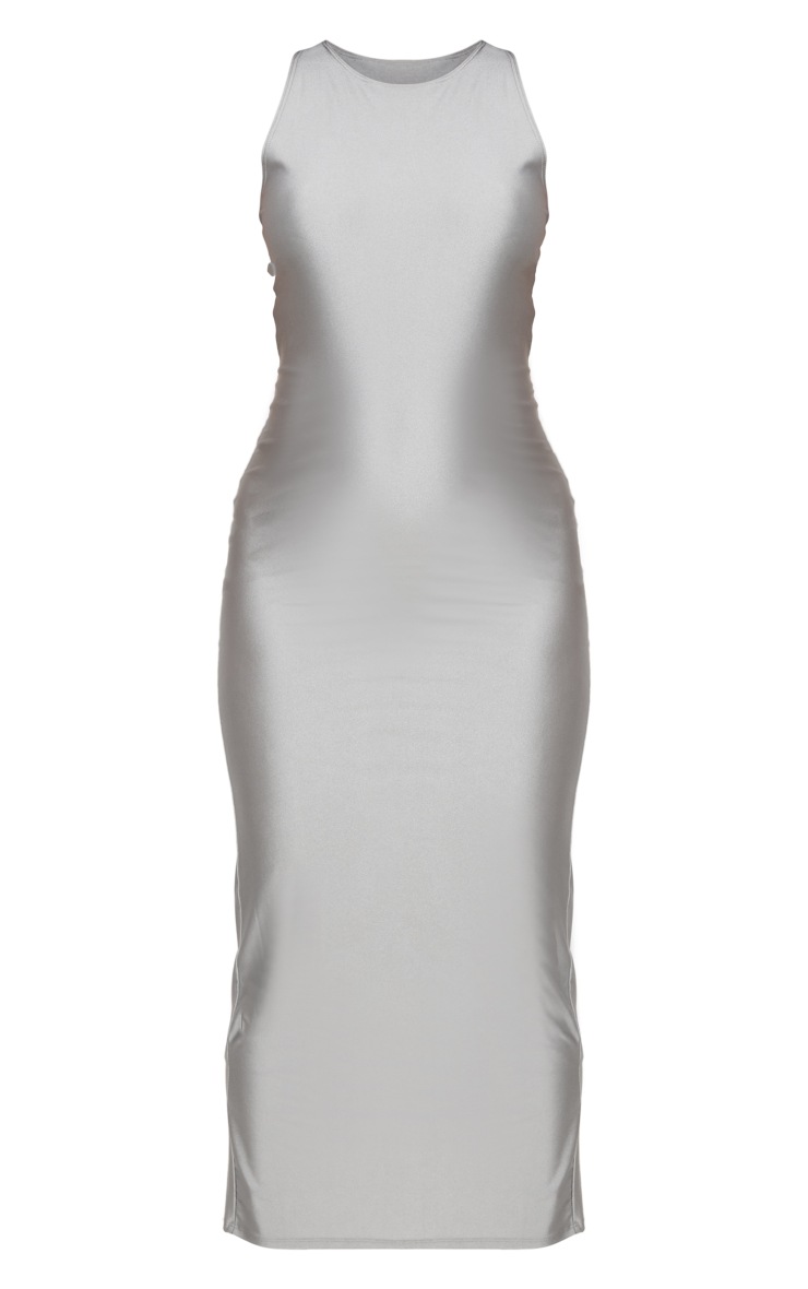 Maternity Silver Disco Slinky Midaxi Dress PrettyLittleThing USA