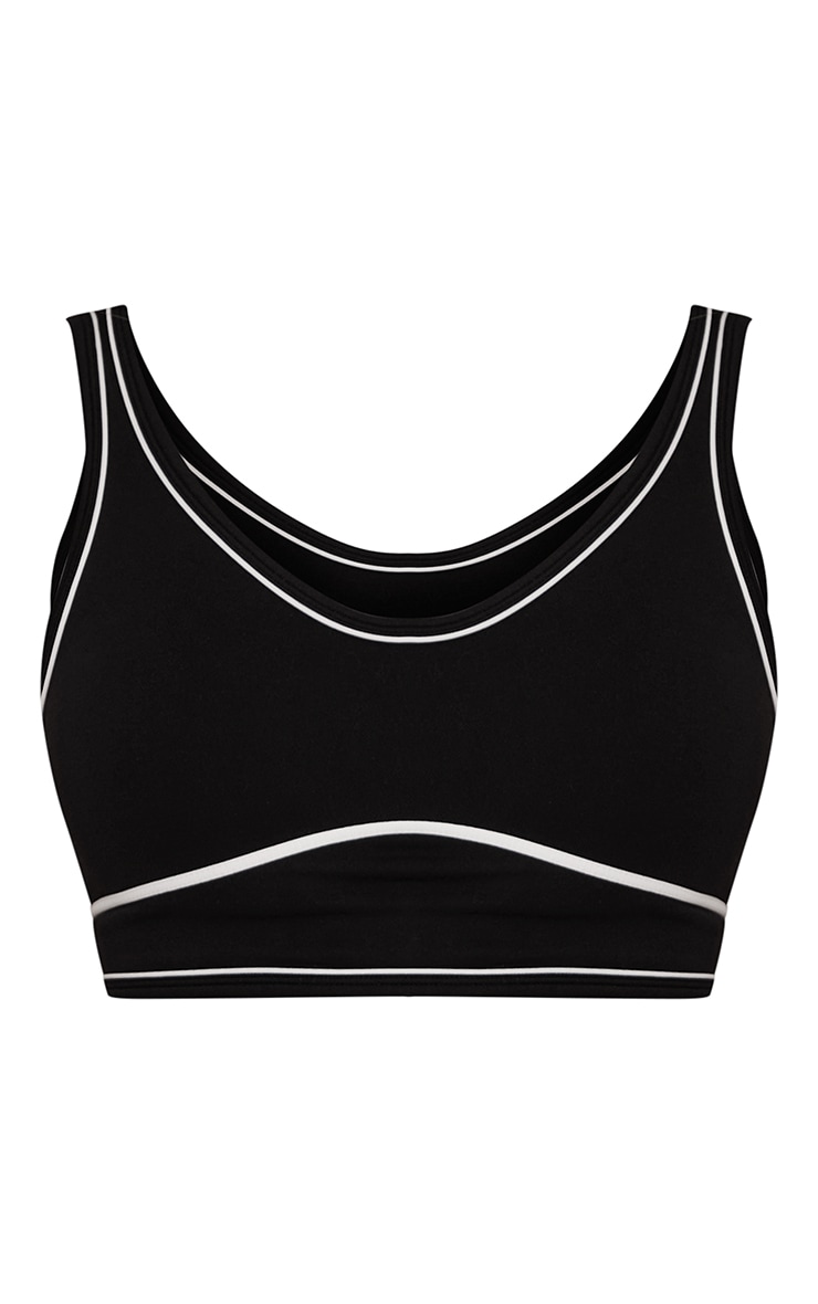 Black Seamless Contrast Detail Sports Bra image 5
