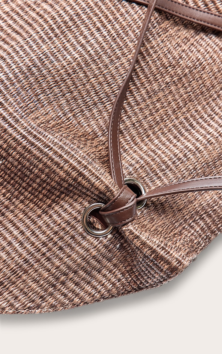 Chocolate Raffia Drawstring Beach Bag image 5