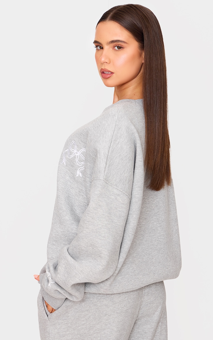 Petite Ash Grey Crew Neck Oversized Sweatshirt image 2