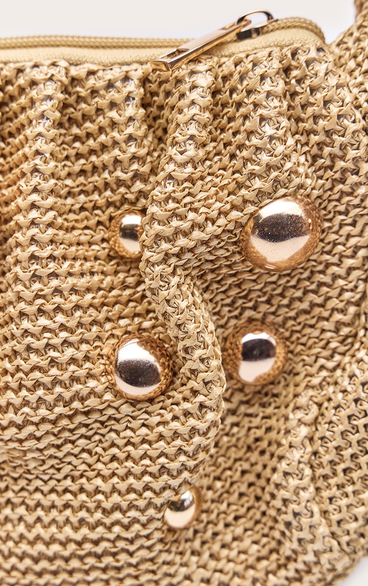 Natural Textured Dome Stud Shoulder Bag image 4