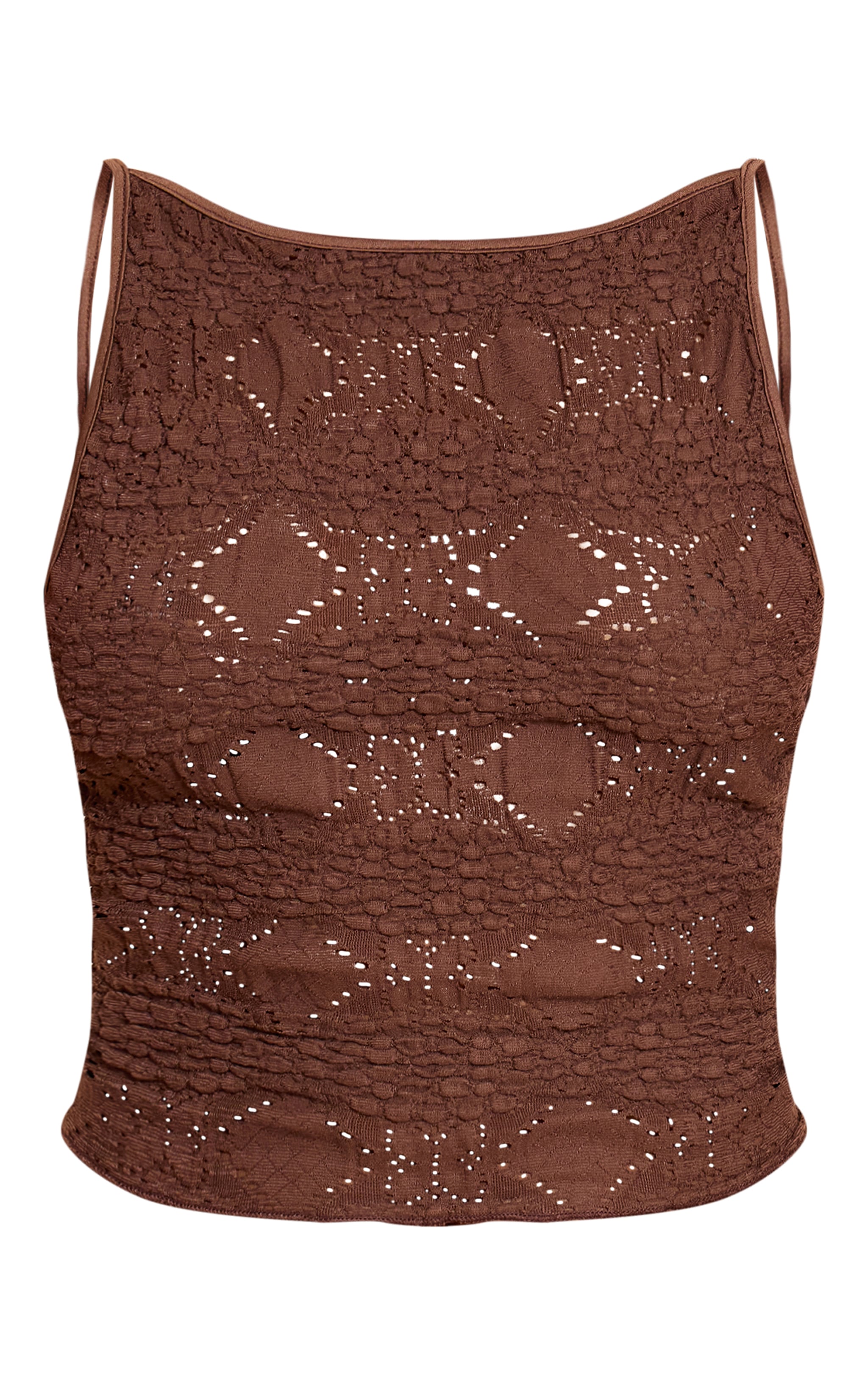 Dark Brown Textured Lace Cami Top image 5