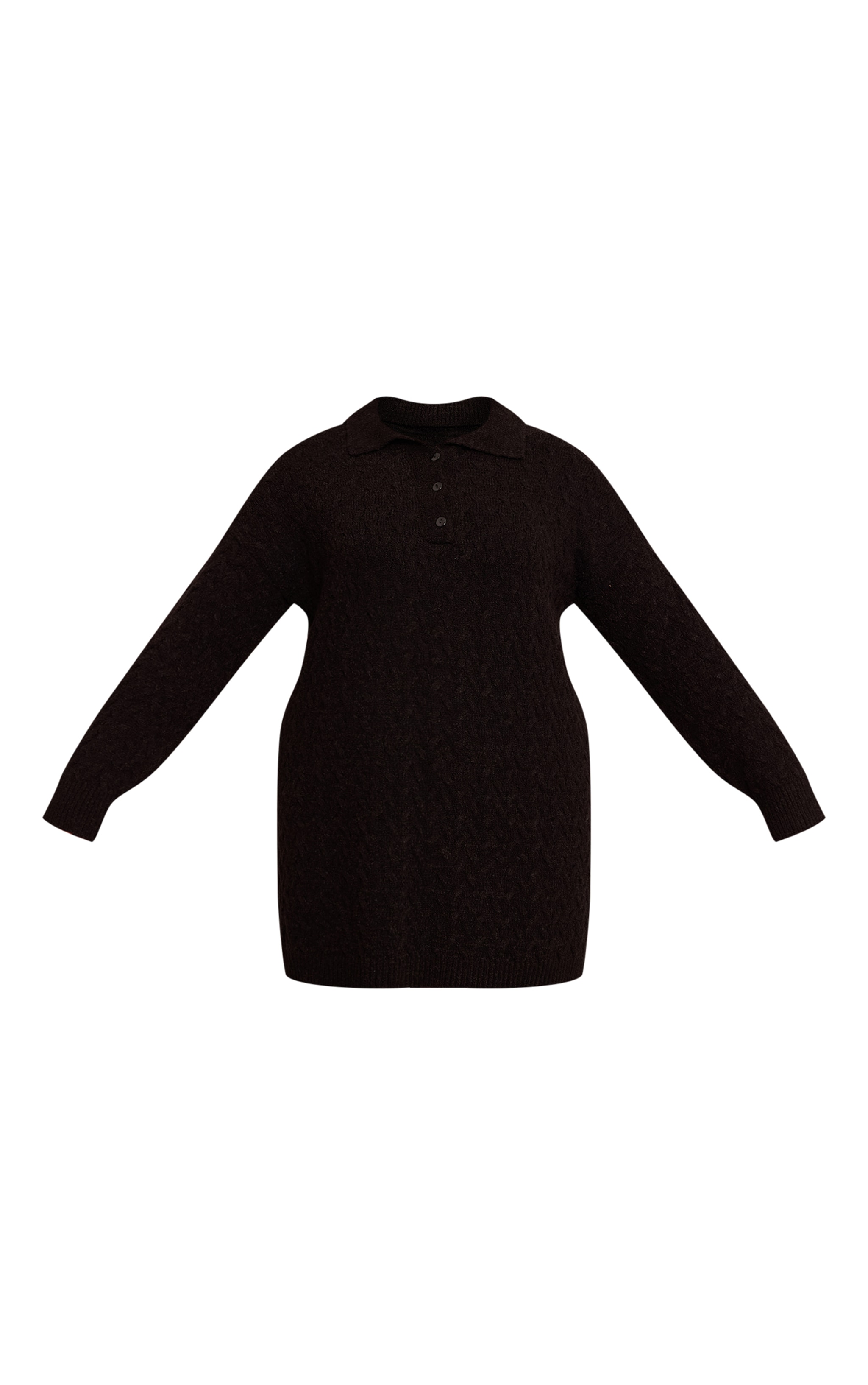 Plus Black Boucle Cable Knit Mini Shirt Dress image 5
