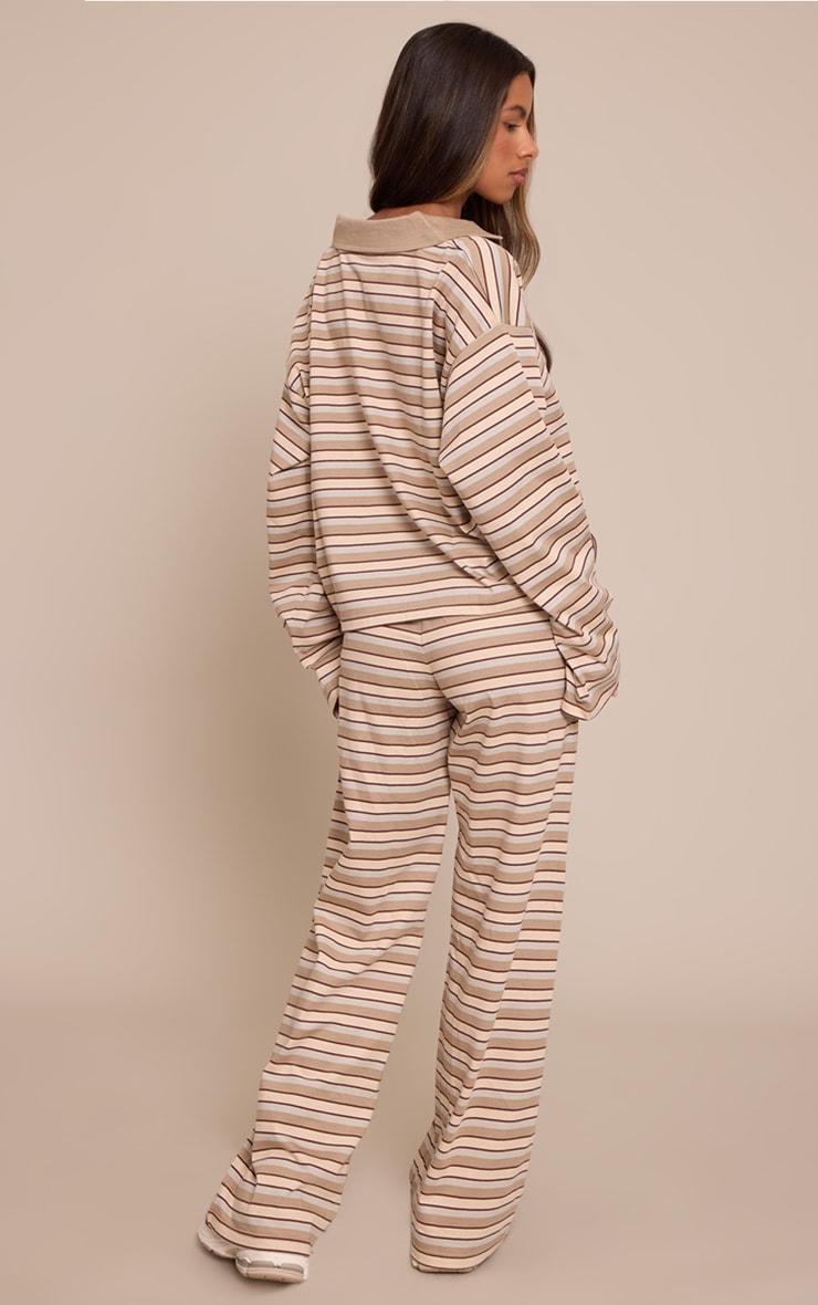 Petite Beige Striped Wide Leg Pants image 3