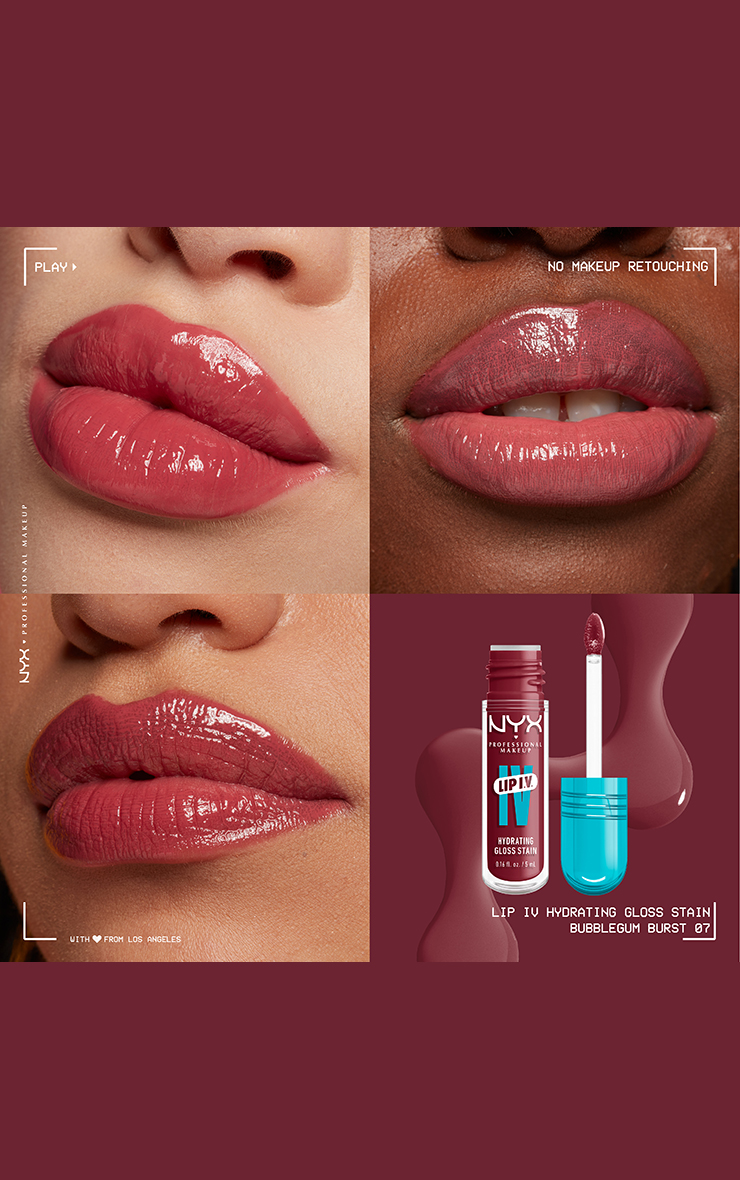 NYX PMU Lip Iv Hydrating Gloss Stain Lip Gloss - Bubblegum Burst image 2
