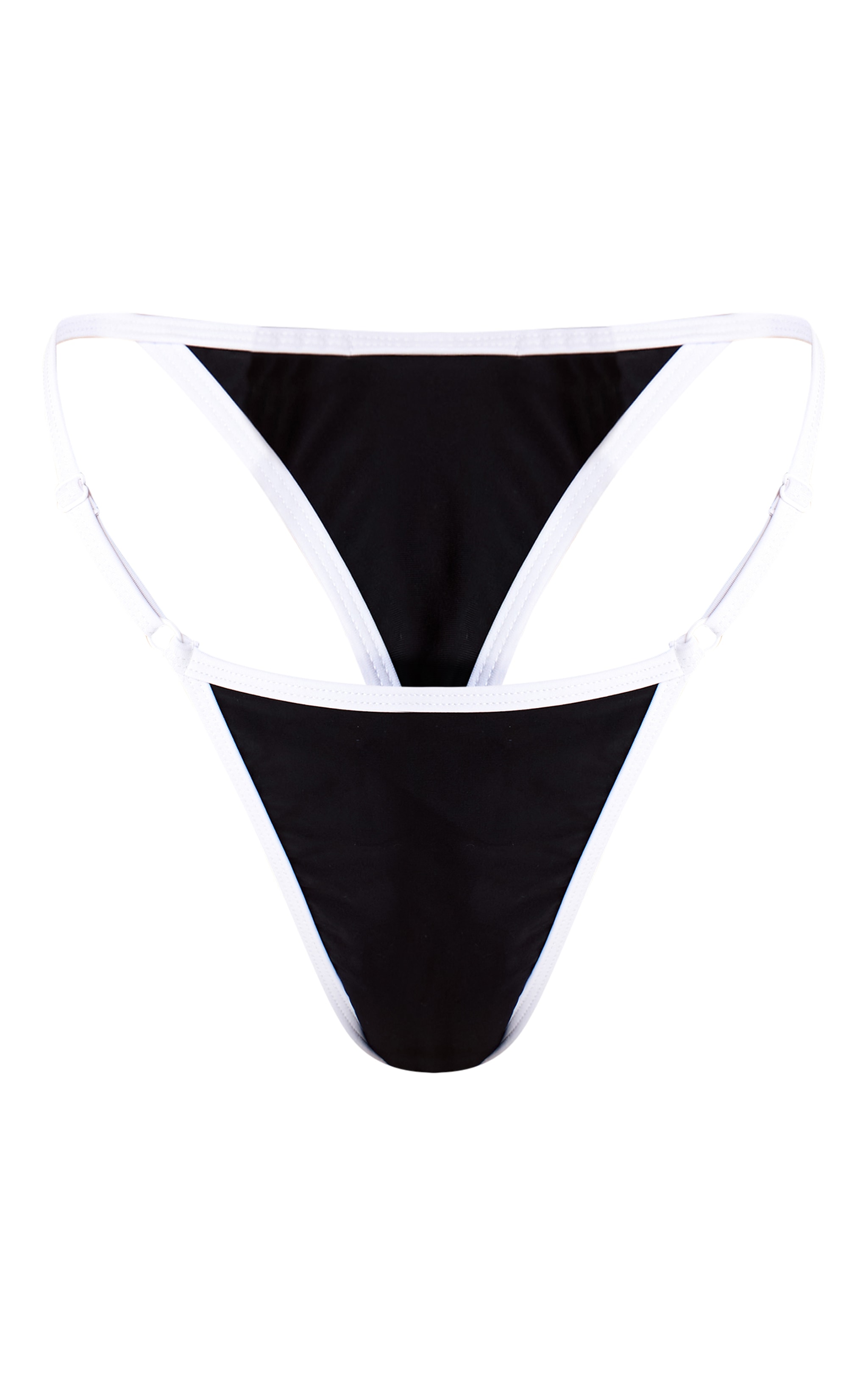 Bas de maillot de bain tanga string noir à lisérés contrastants image 5