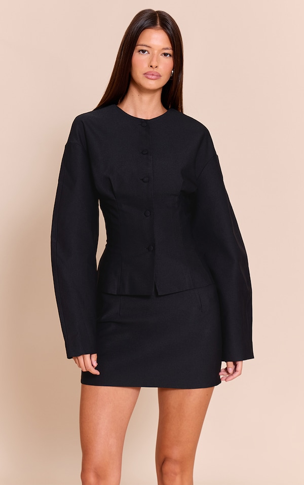 Black Tailored Woven Micro Mini Skirt