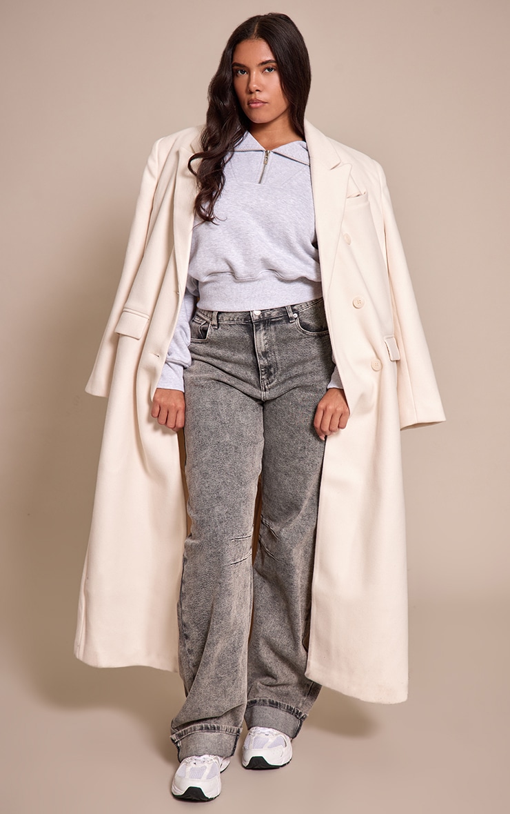 Shape Grey Oversized Collar Cinched Waist Sweatshirt image 3