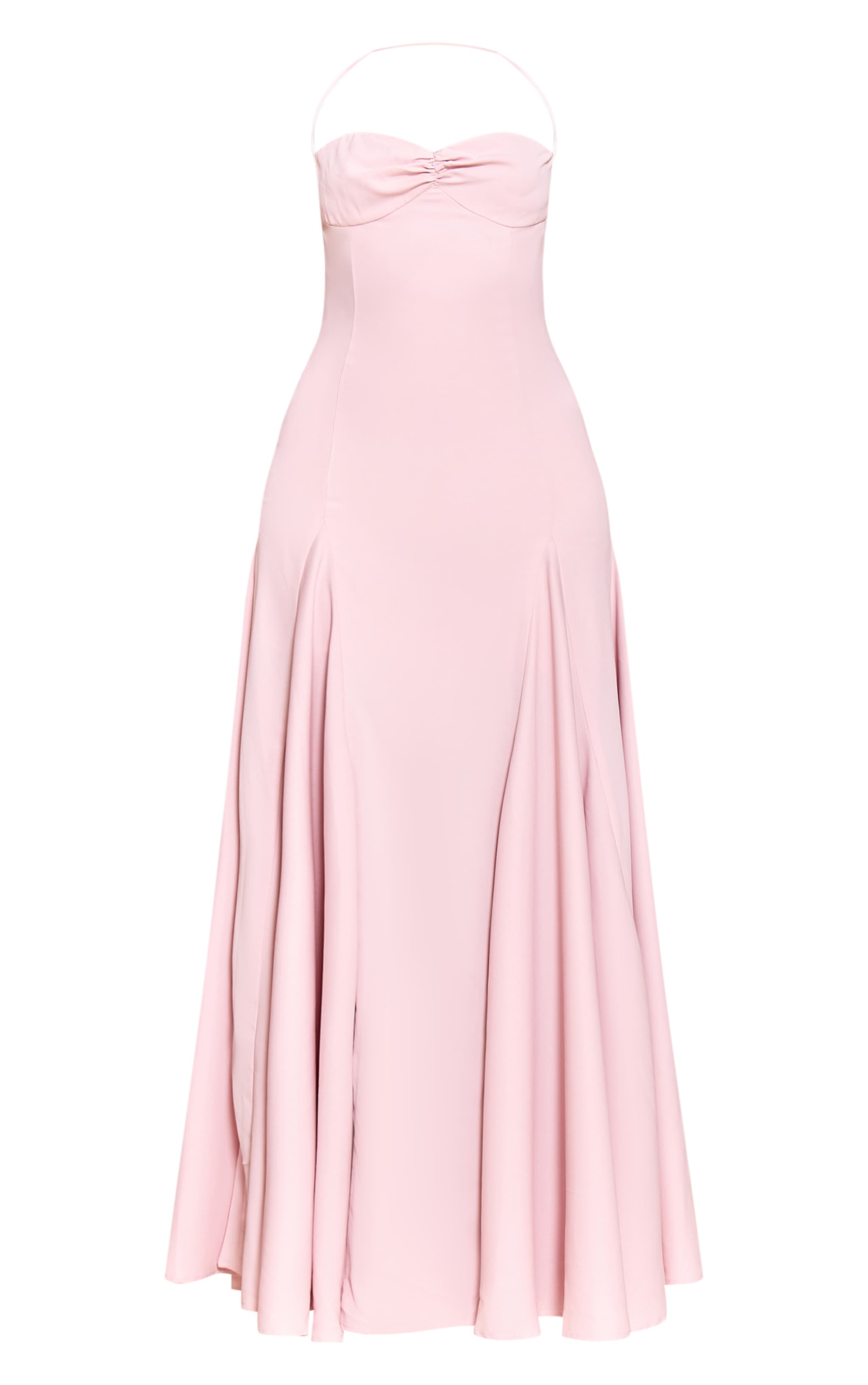Blush Woven Halterneck Ruched Bust Detail Maxi Dress image 5