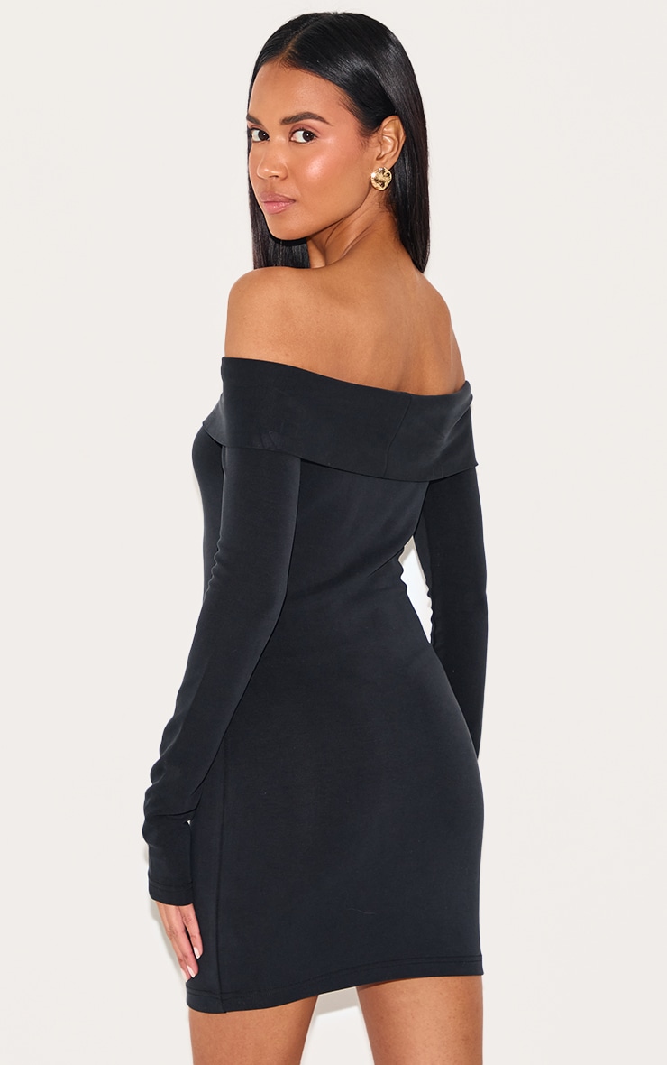 Black Premium Contour Bardot Bodycon Dress image 2
