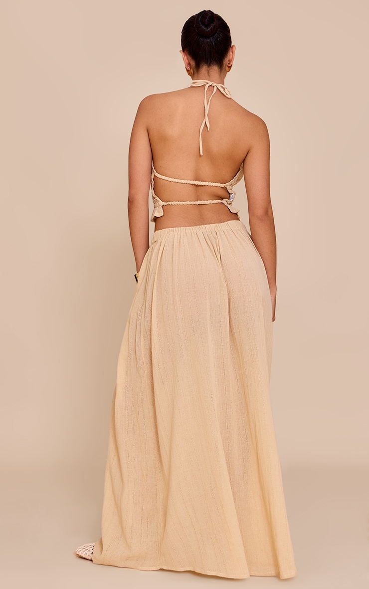  Sand Mid Rise Textured Maxi Skirt image 3