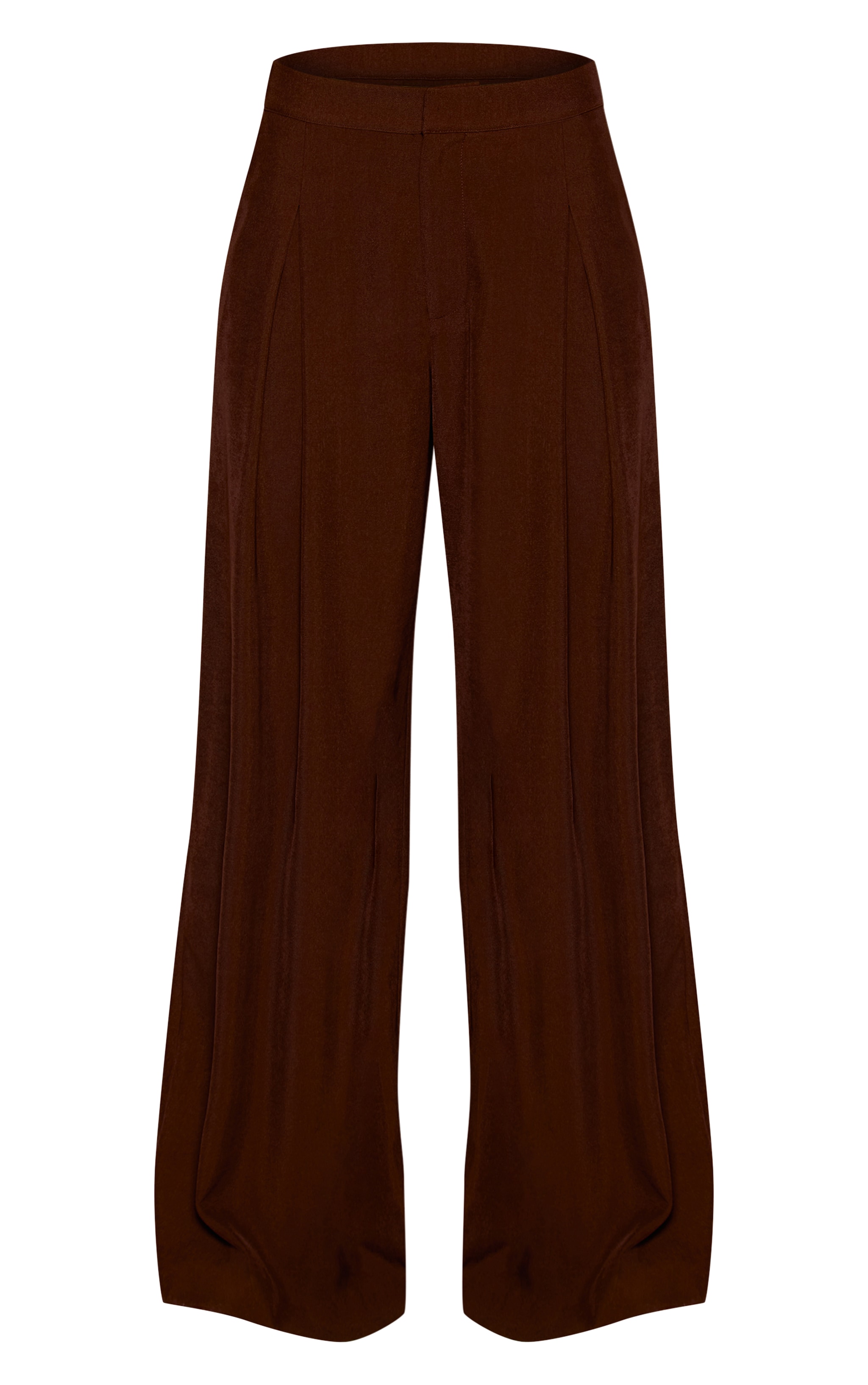 Dark Brown Tailored Pleated Wide Leg Pants image 5
