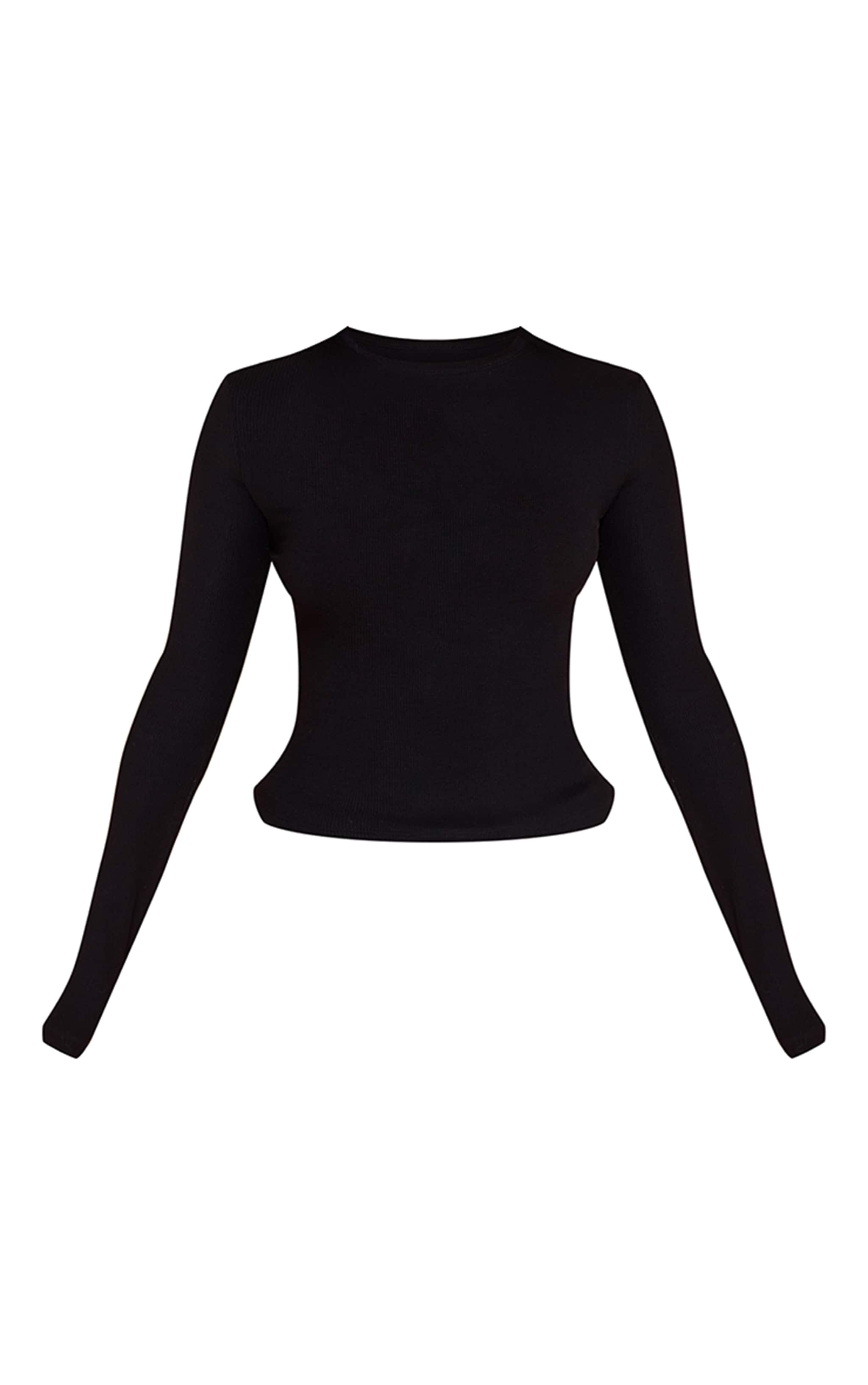 Petite Top doux côtelé noir à col ras et manches longues image 5