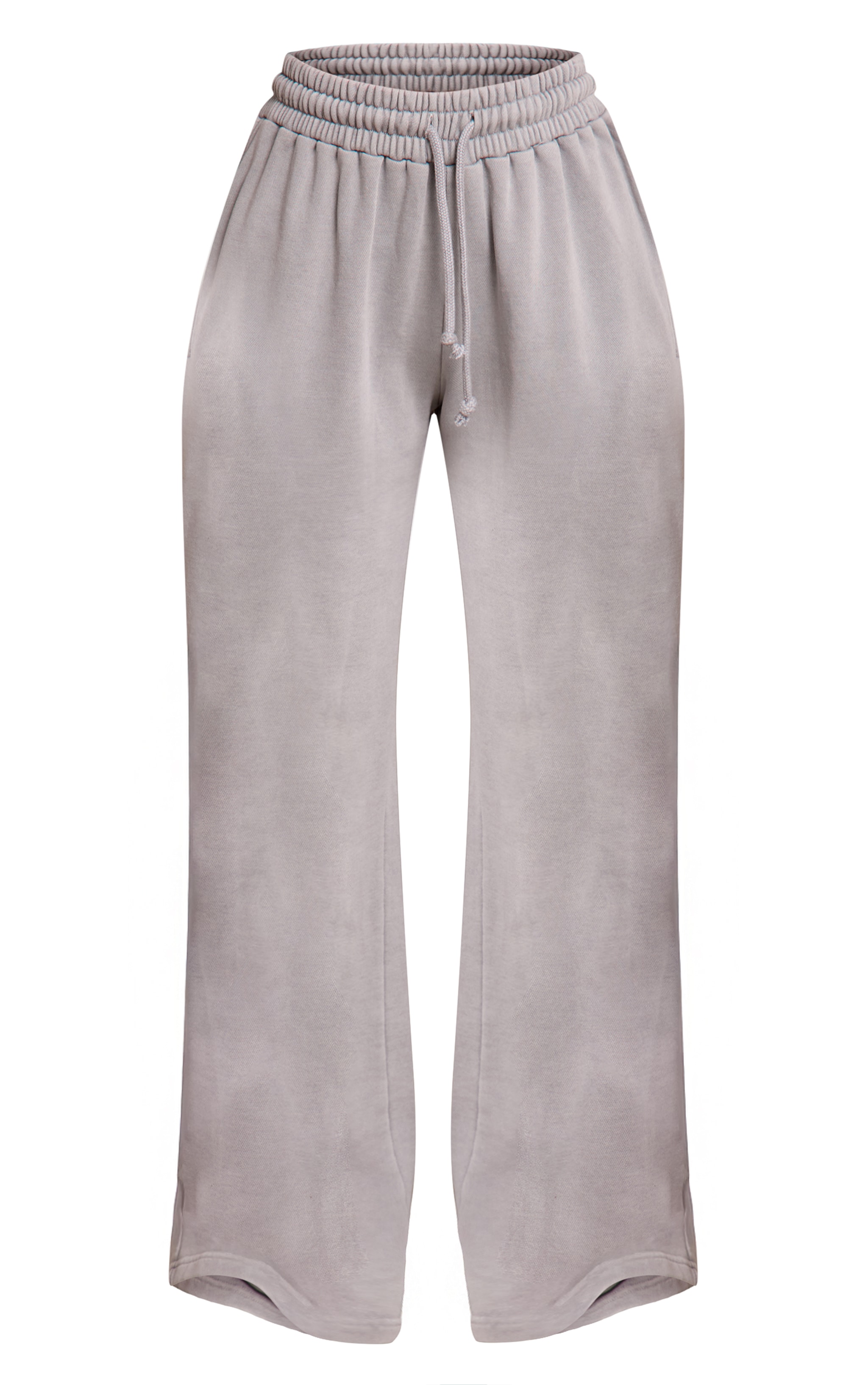 Petite Ash Grey Acid Wash Drawcord Straight Leg Track Pant image 5