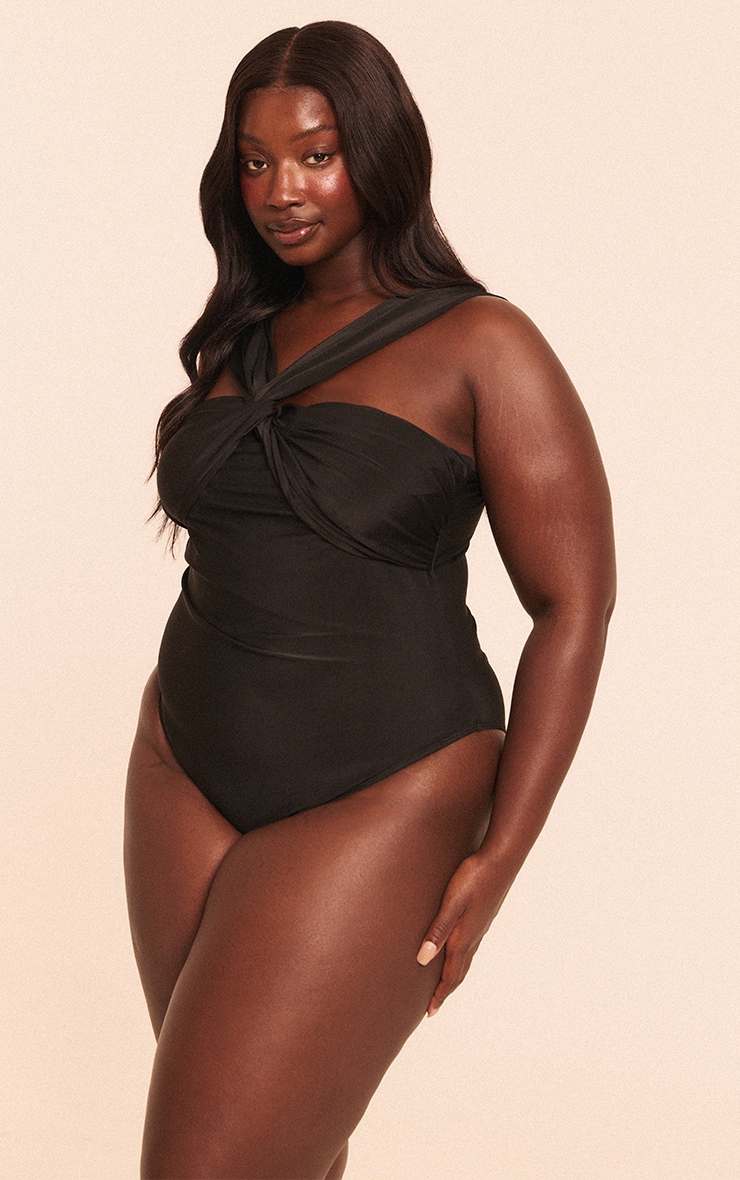 Plus Black Ruched Bust Swimsuit image 3