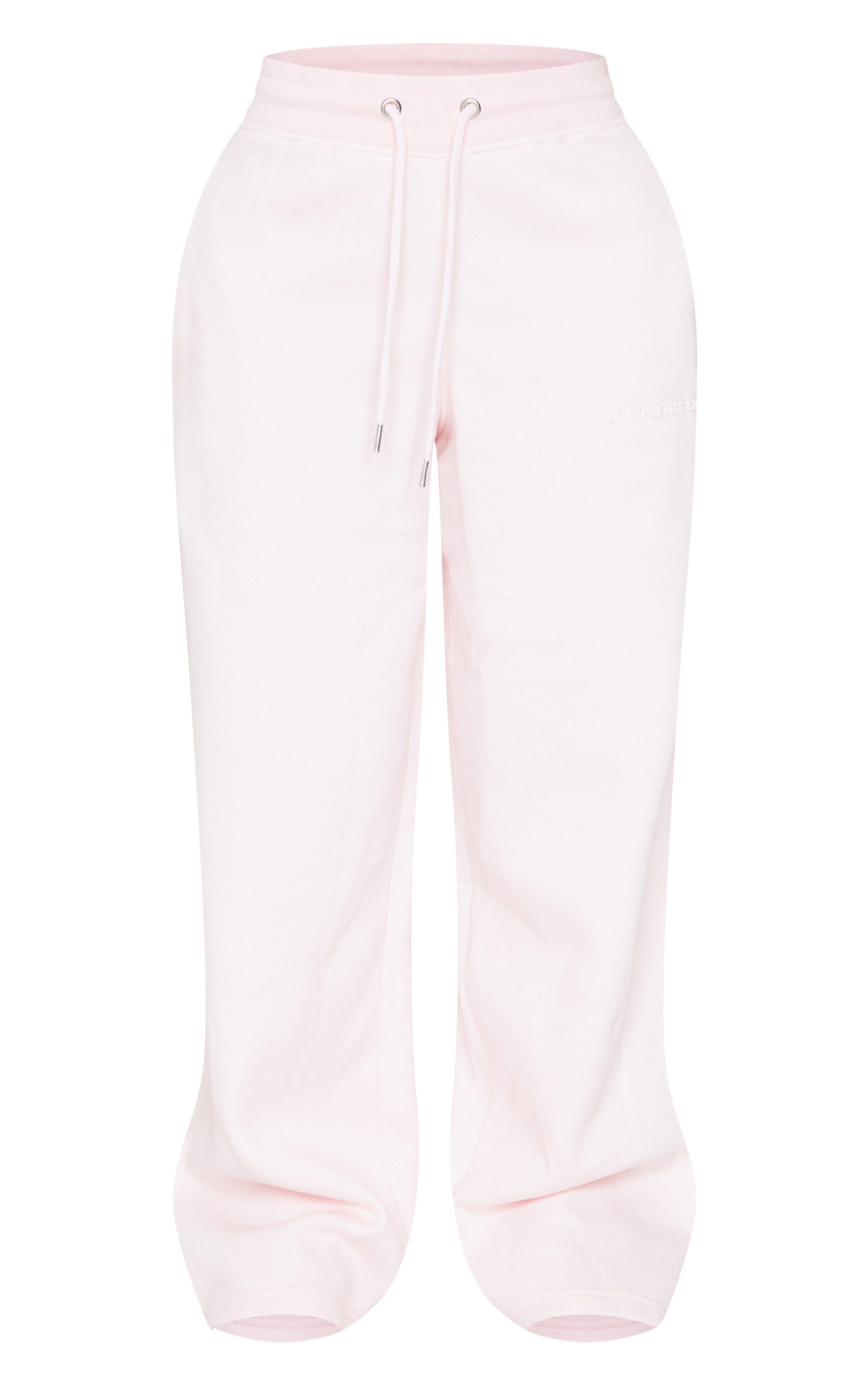 Petite Baby Pink Tie Waist Embossed Detail Wide Leg Track Pants image 5
