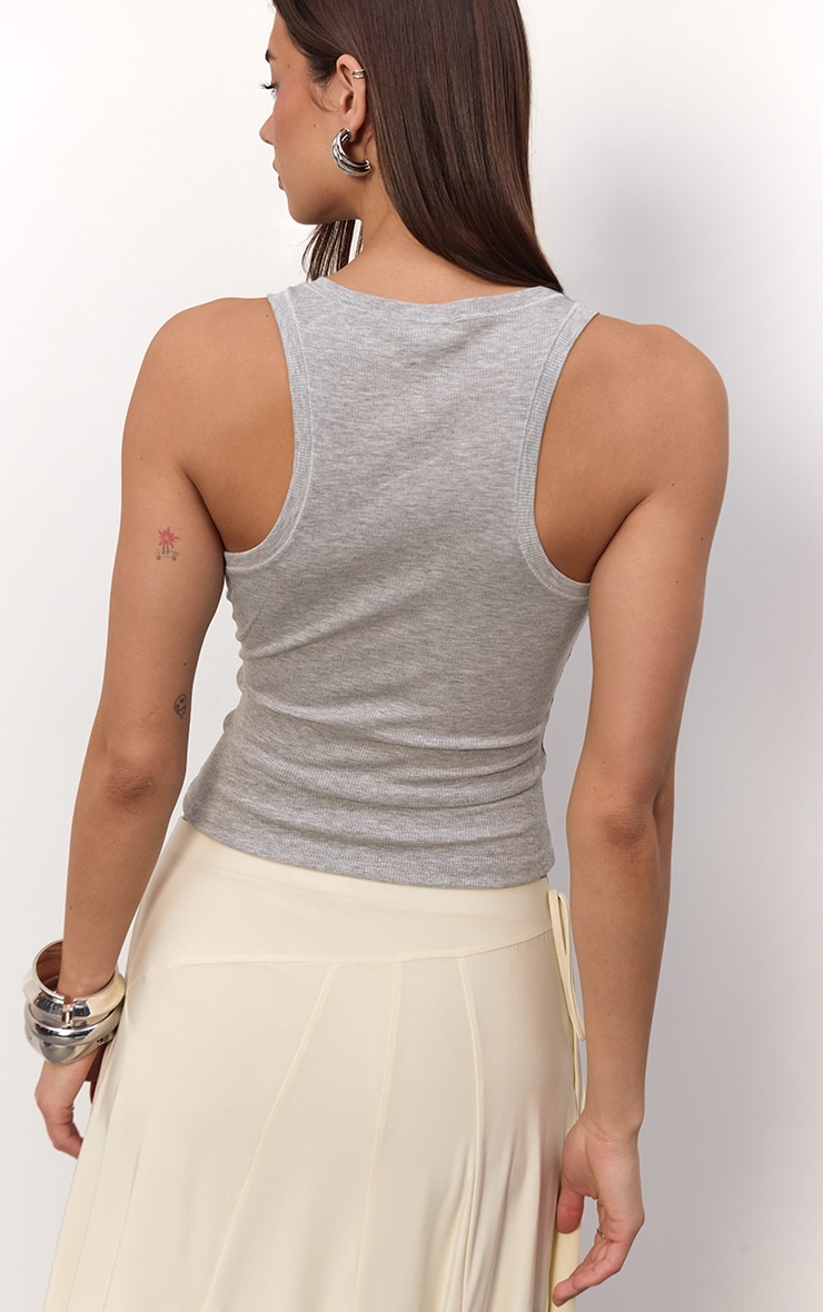 Grey Soft Rib Scoop Neck Vest Top image 2