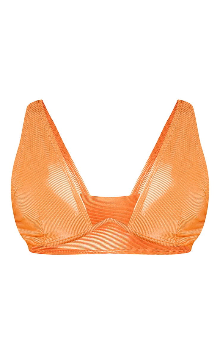 Pastel Orange Shiny Rib Underwire Bikini Top image 5