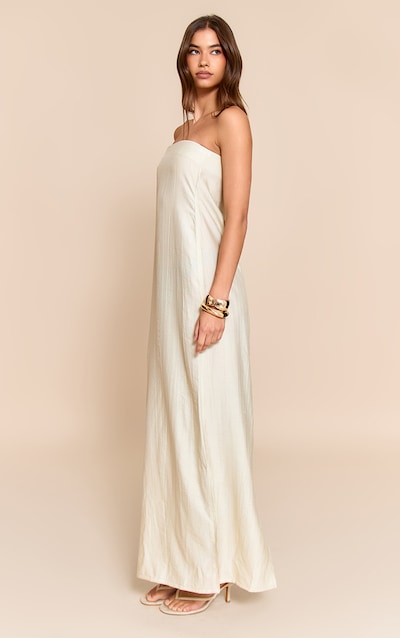 Robe bustier droite texturée gris pierre