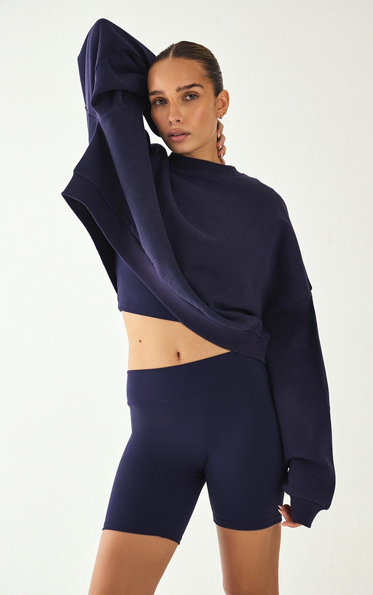 Navy Ultimate Sculpt High Waist Gym Shorts image 4