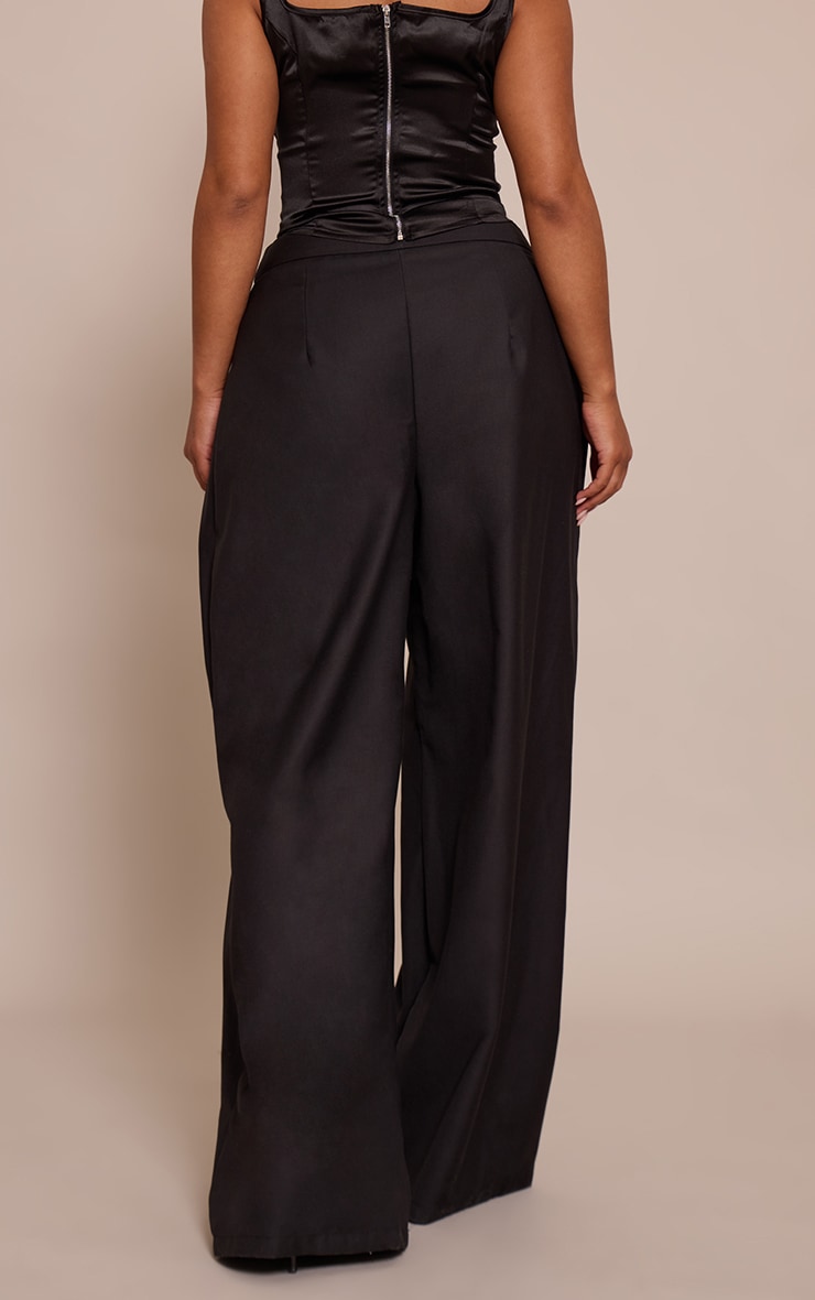 Shape Black Fold Over Tailored Wide Leg Pants image 3