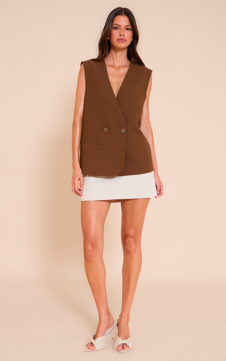 Brown Boxy Oversized Vest image 3