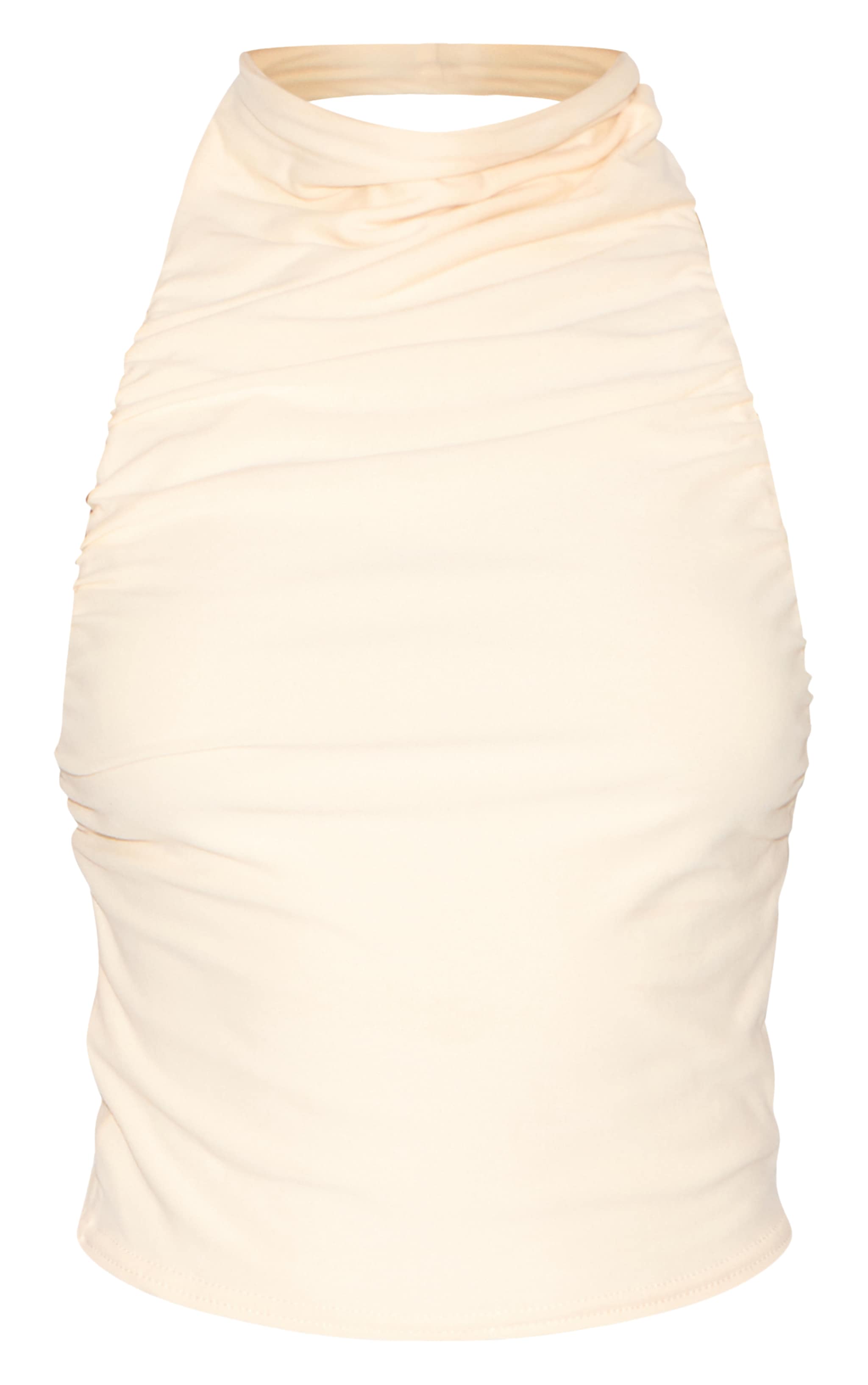 Butter Yellow Soft Touch Ruched Halter Crop Top image 5