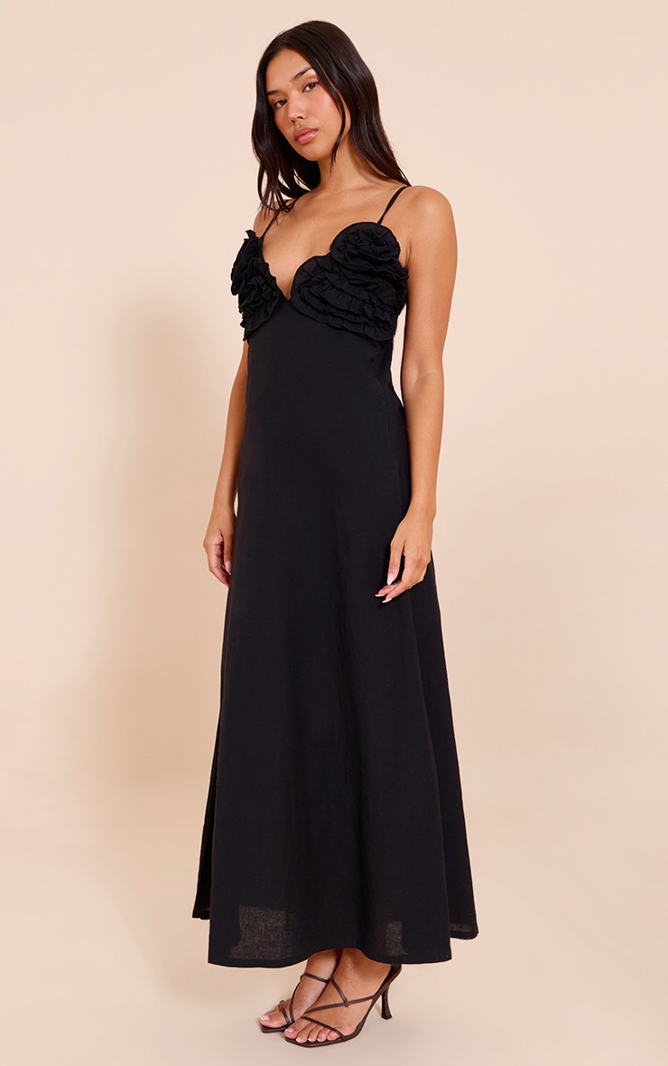Black Floral Bust Maxi Dress image 3