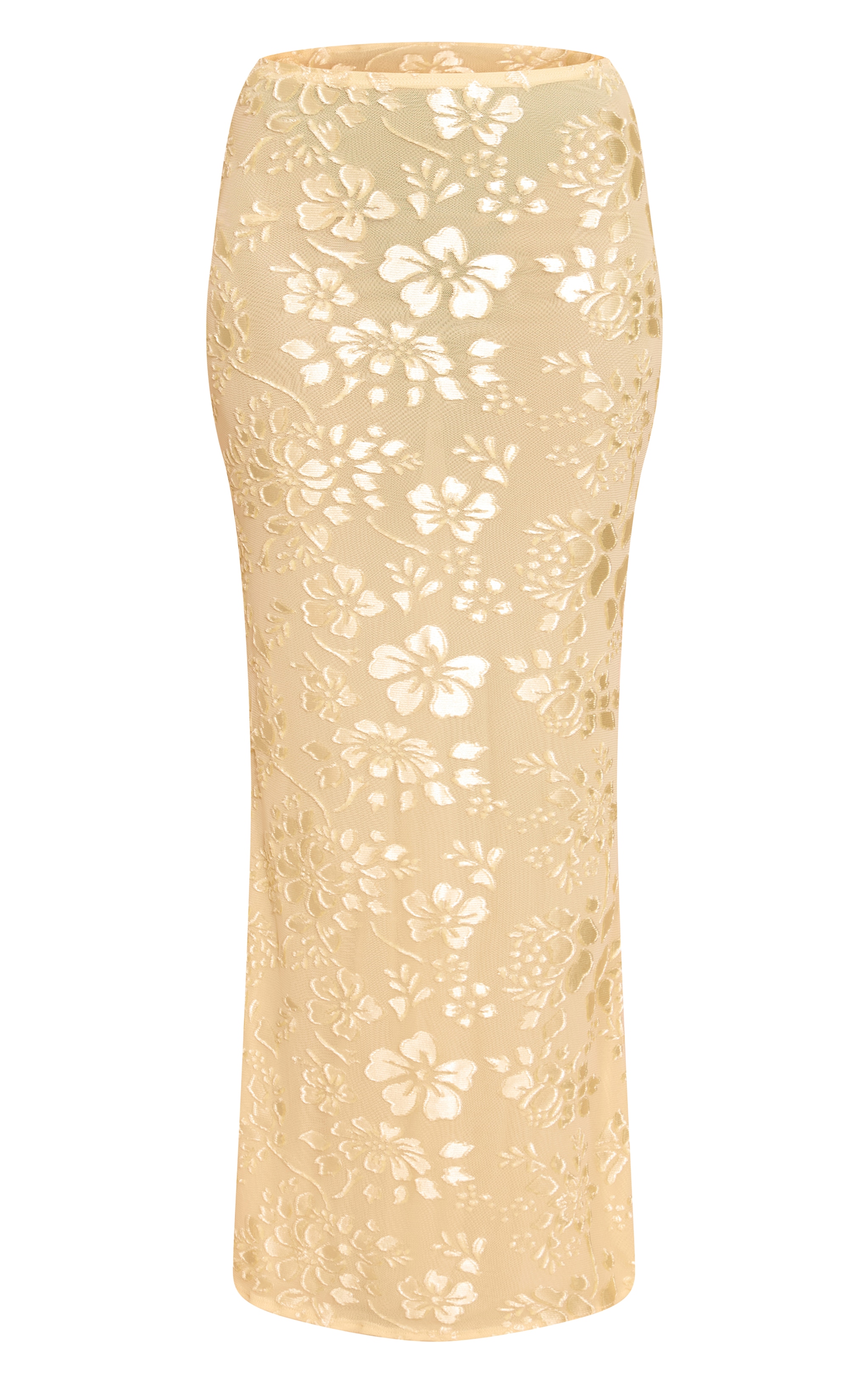 Butter Yellow Floral Sheer Maxi Skirt image 5