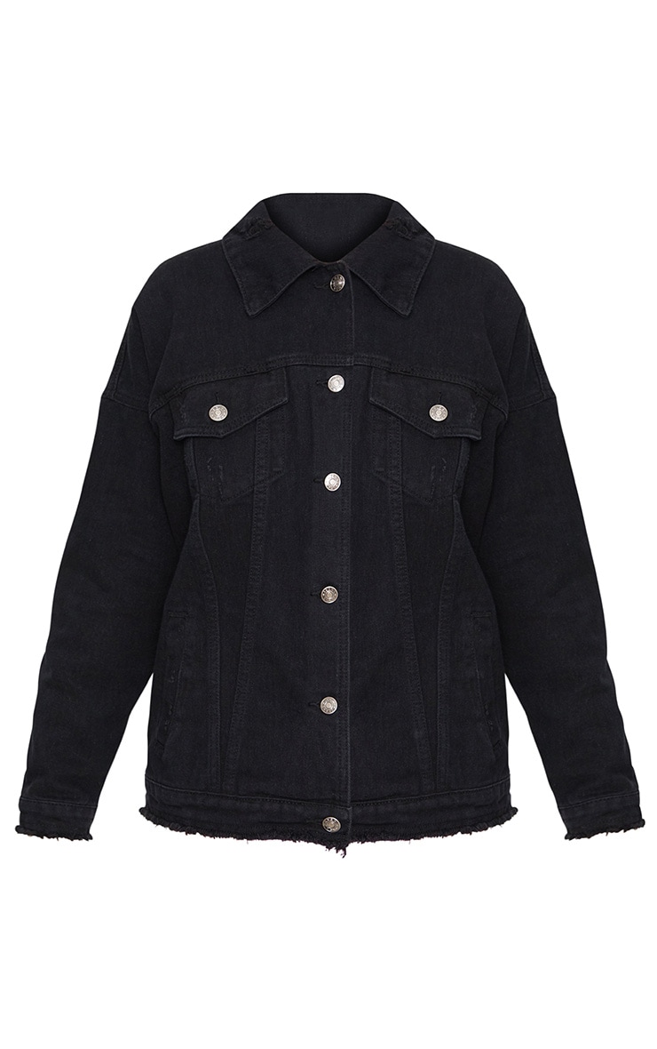 Black Wash Boys Lie Oversized Denim Jacket. Denim | PrettyLittleThing