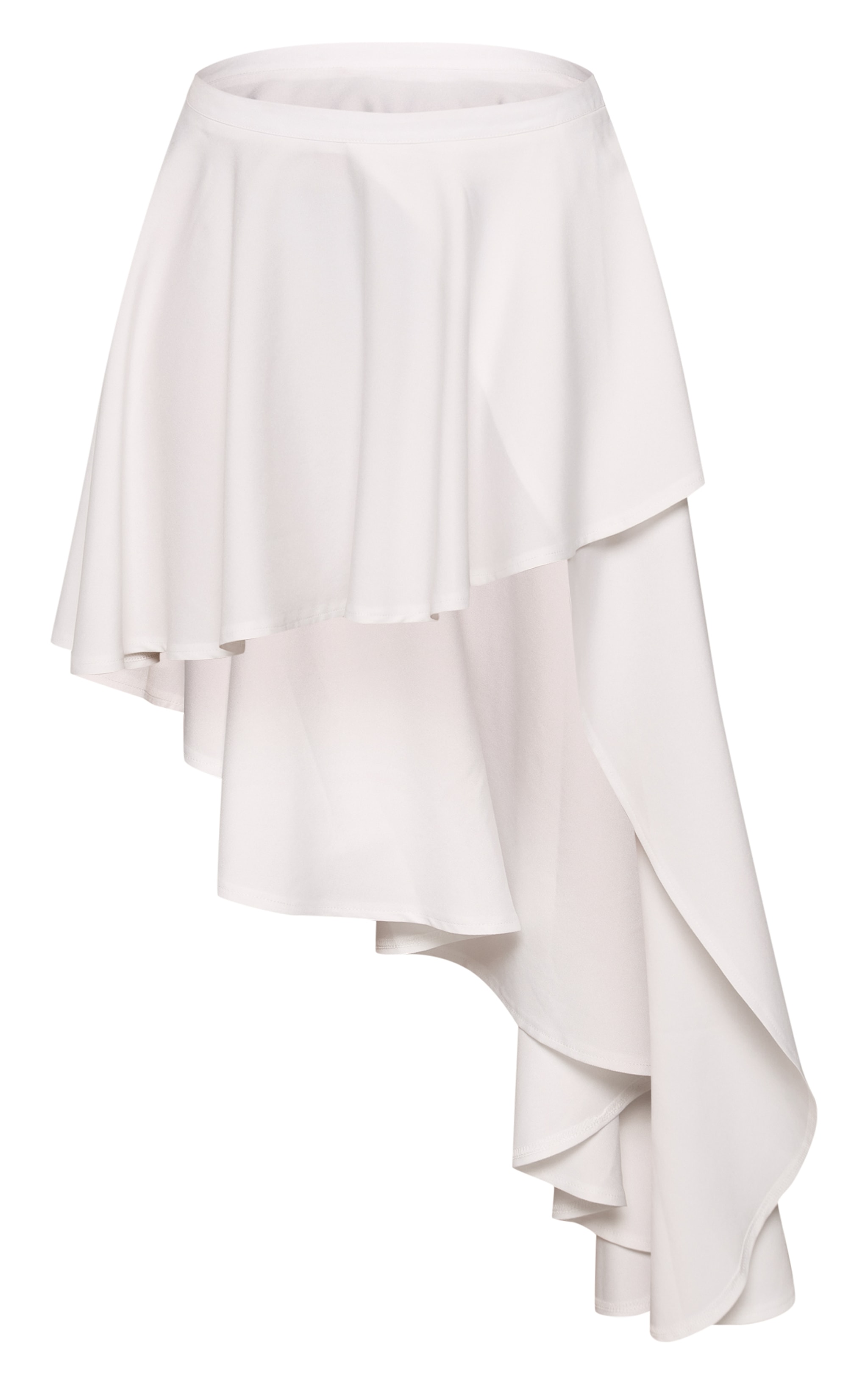 White Woven Layered Asymmetric Skirt image 6