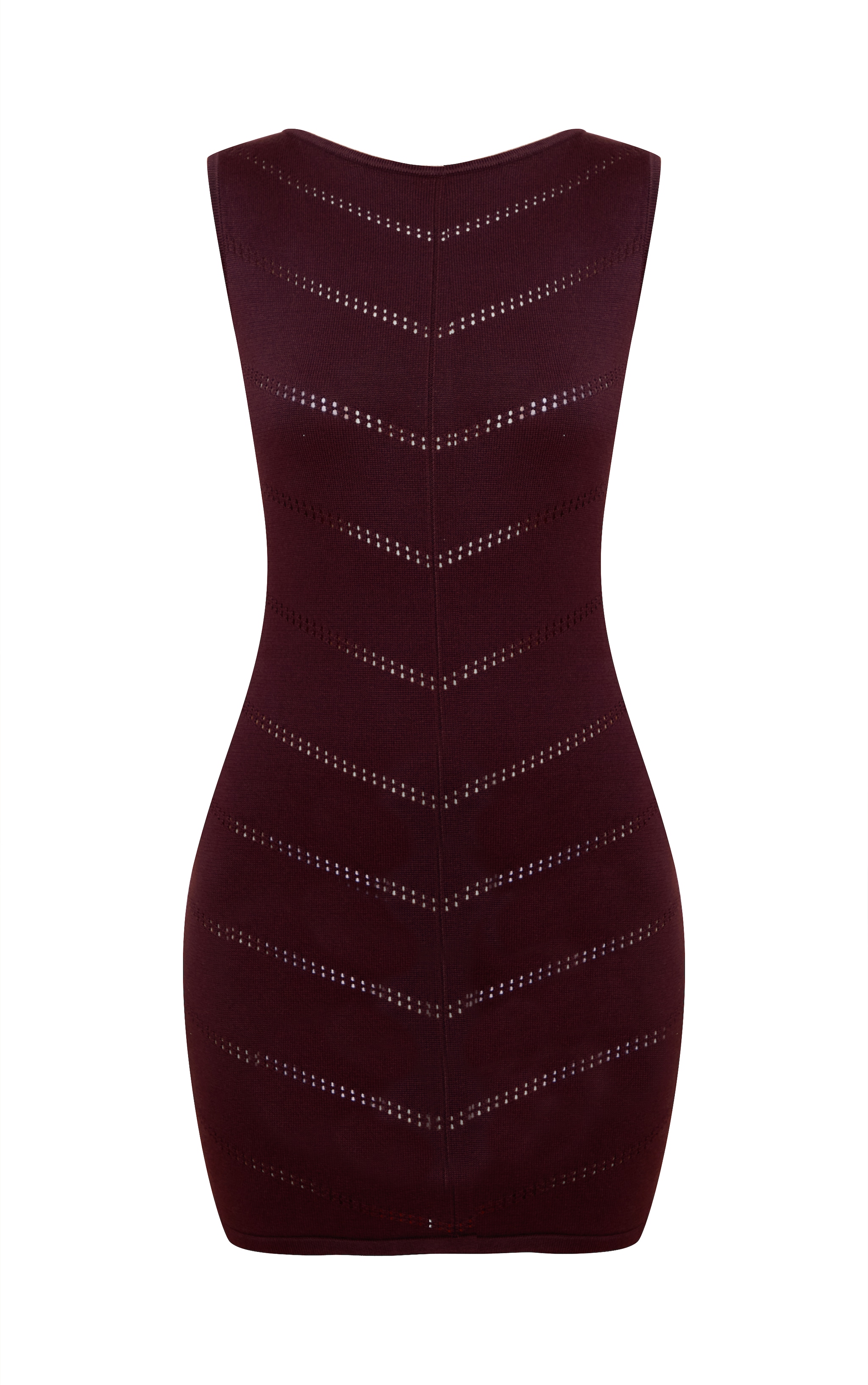 Chocolate Soft Knit Pointelle Detail Boat Neck Mini Dress image 5
