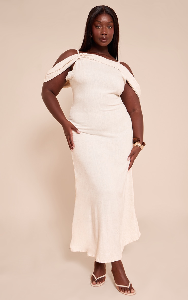 Plus Robe longue texturée non colorée à bretelles fines et détail drapé image 1