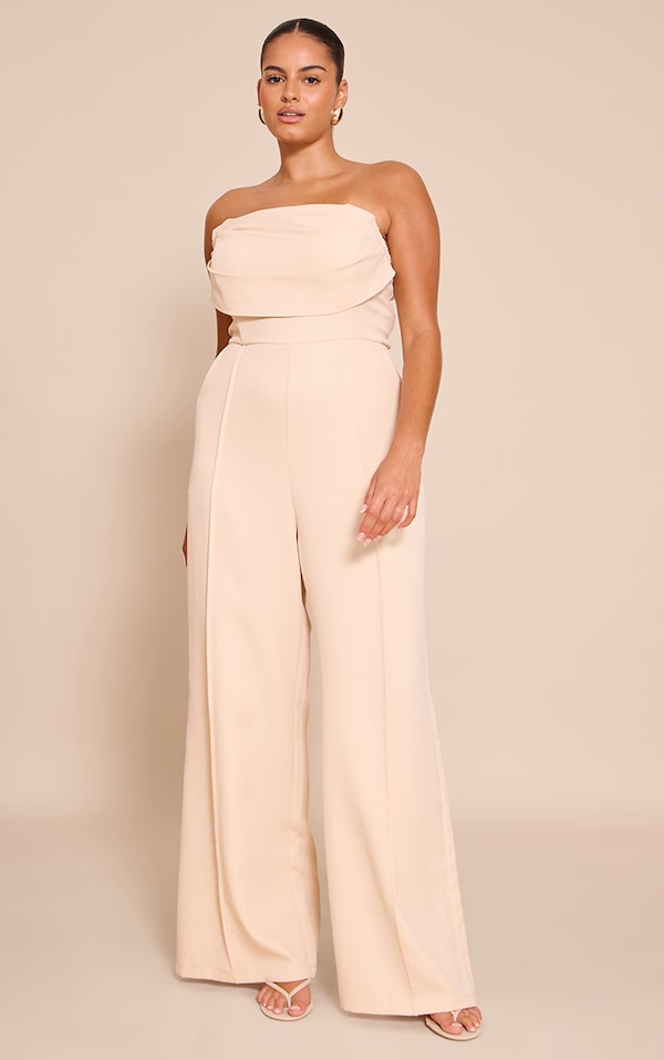 Plus Combinaison bustier gris pierre à col bénitier et poches