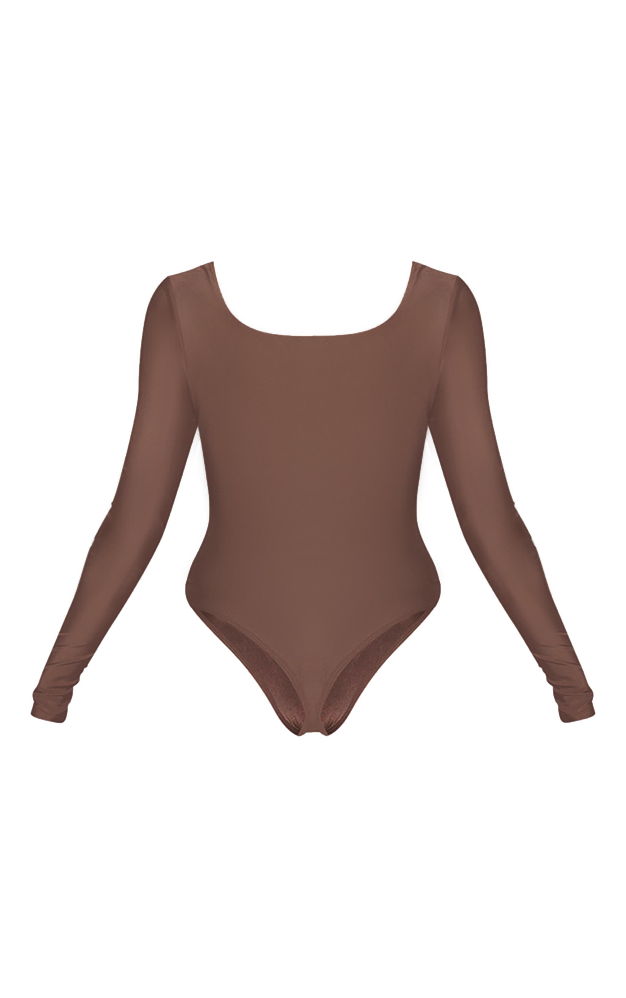 Espresso Polyamide Square Neck Long Sleeve Bodysuit image 6