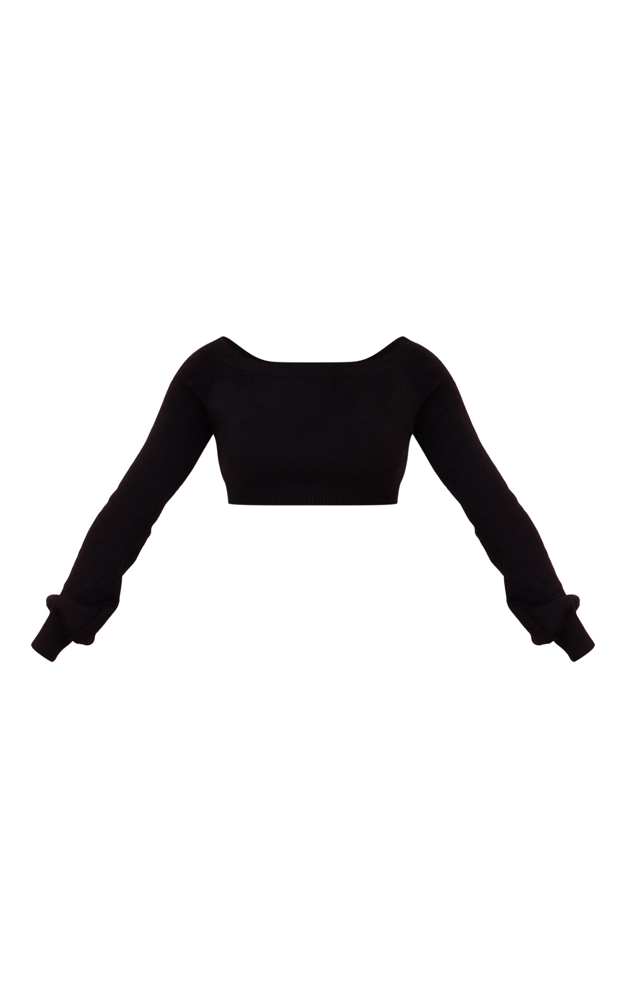 Black Rib Knit Crop Top image 5