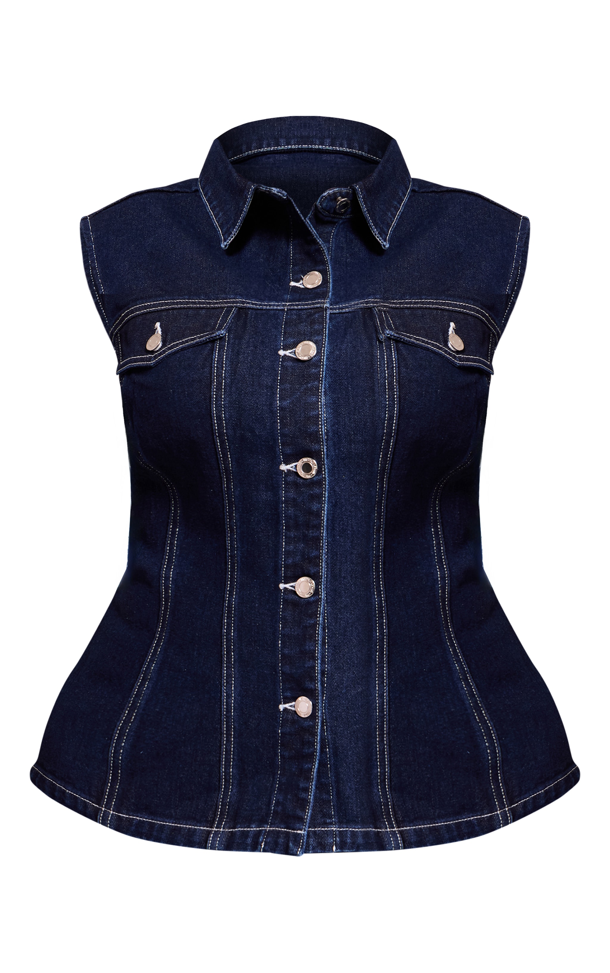 Plus Indigo Cinched Sleeveless Denim Shirt image 5