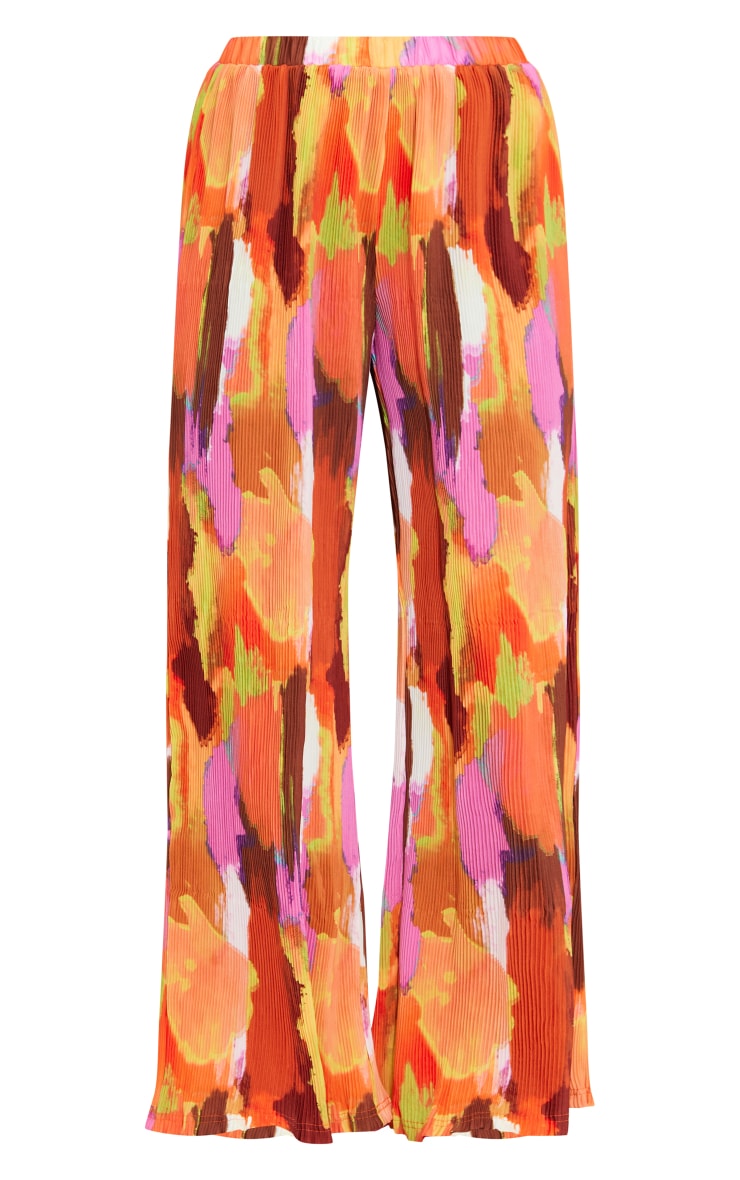 Pantalon large plissé taille haute multicolore image 5