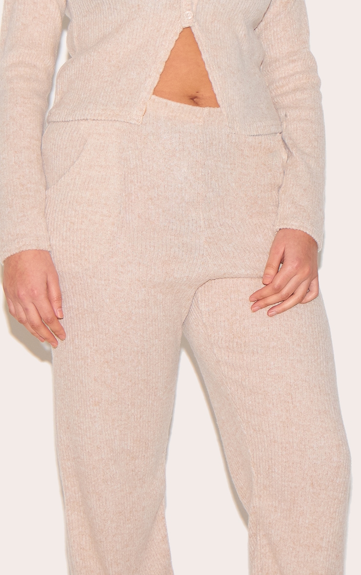 Plus Stone Brushed Rib Wide Leg Trousers image 4