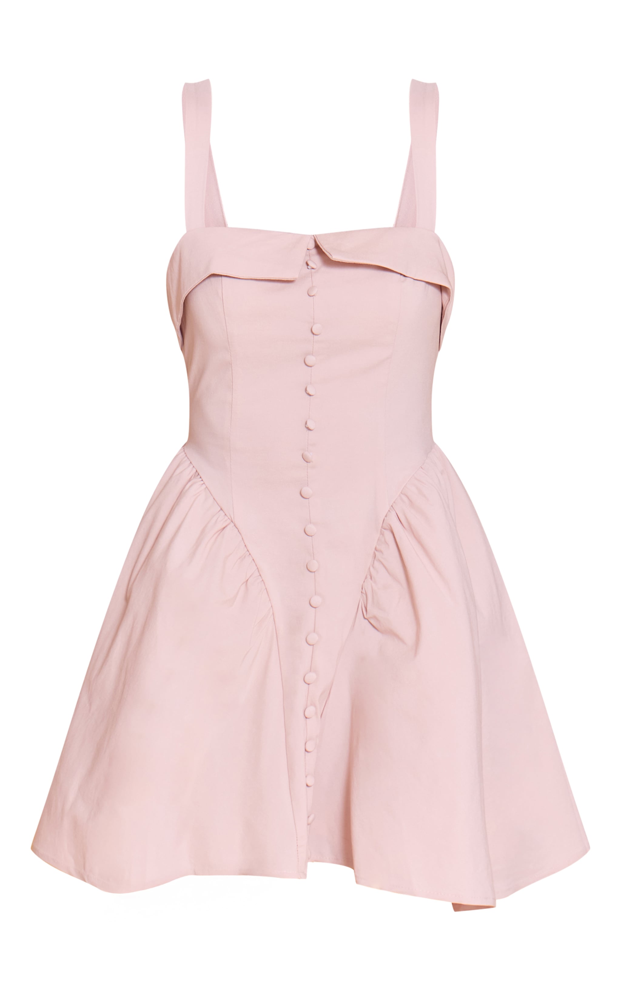 Blush V Waist Button Down Sleeveless Shift Mini Dress image 5