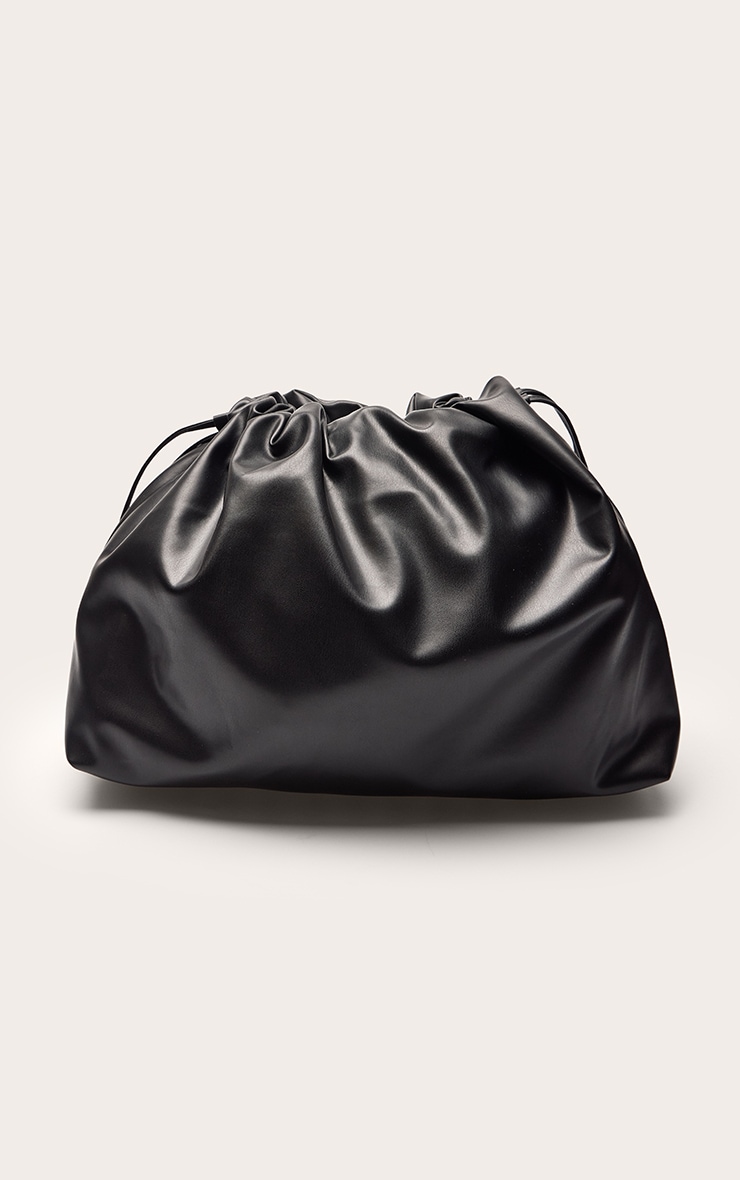 Black PU Oversized Pouch Clutch Bag image 2