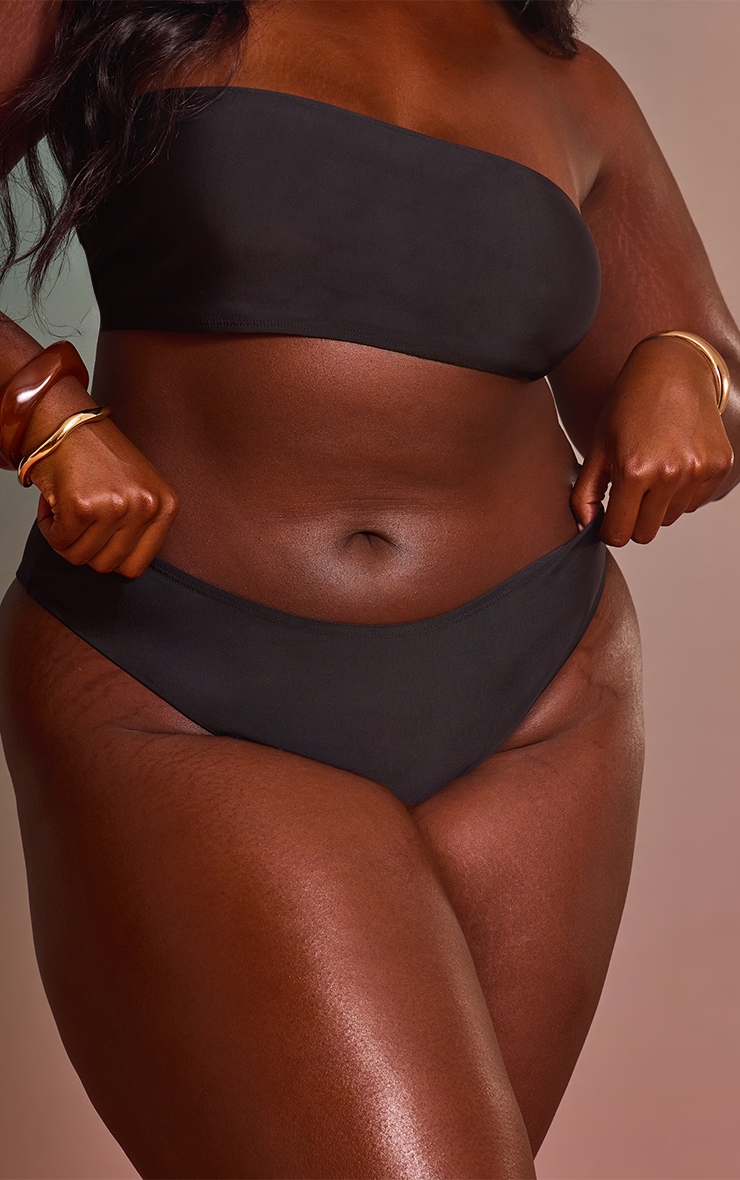 Plus Black Mix & Match High Waisted High Leg Bikini Bottoms image 4