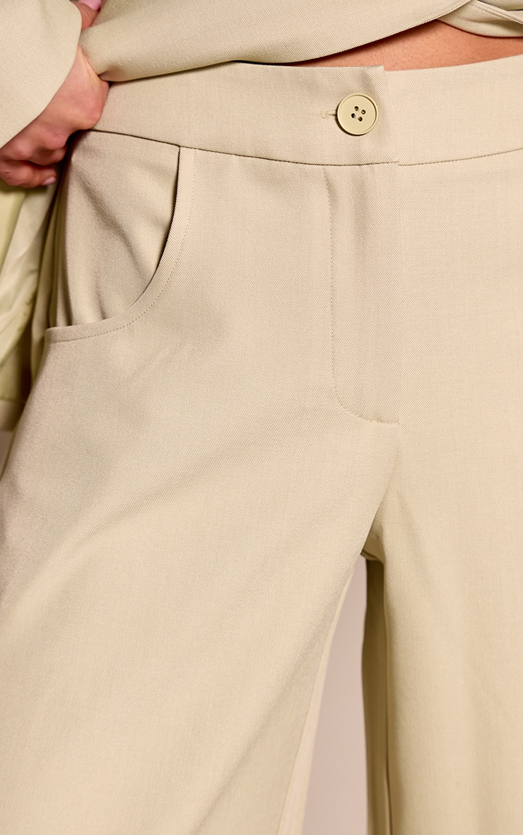 Sage Green Woven High Waist Tailored Pants image 4