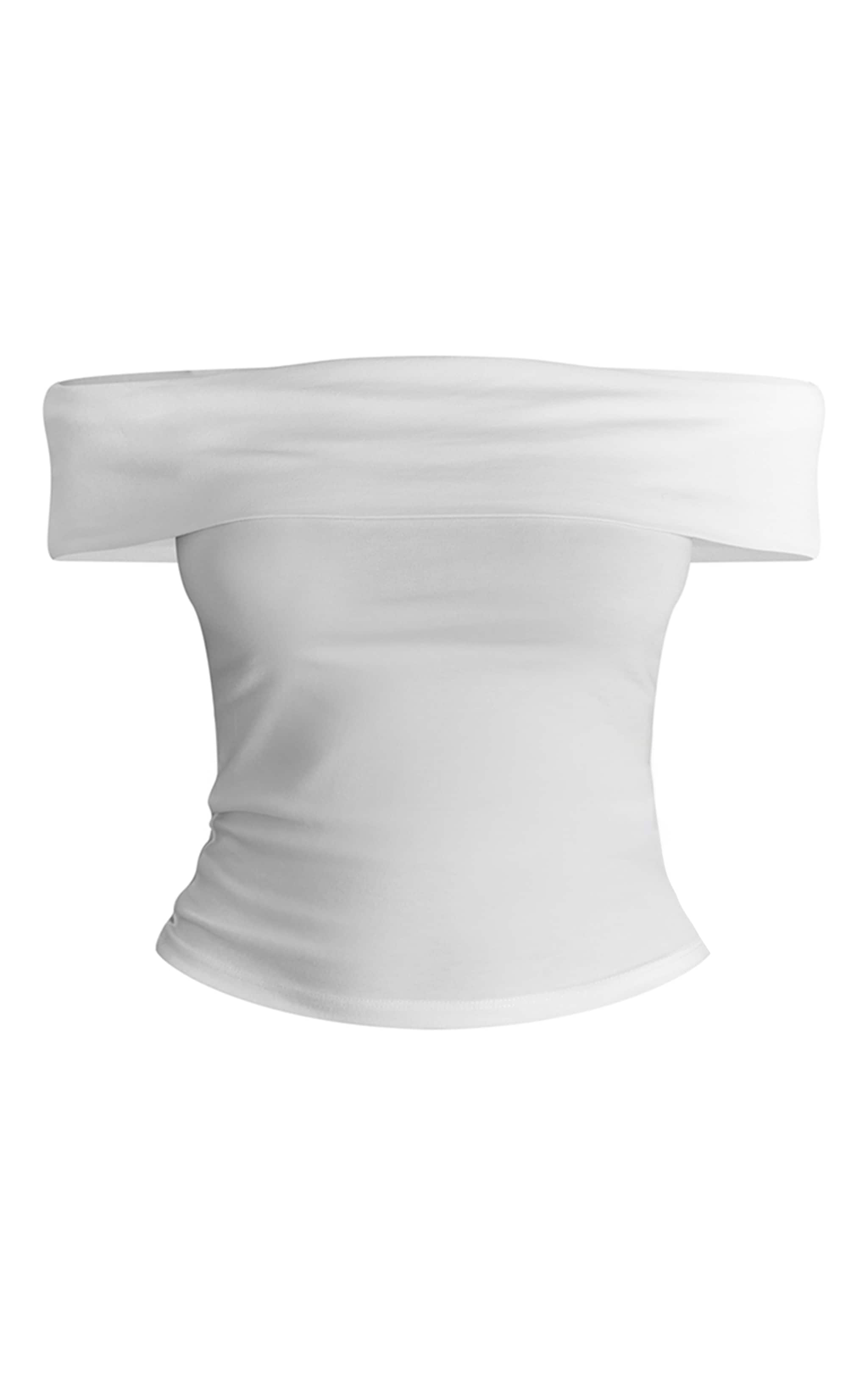 White Soft Cotton Bardot Top image 5