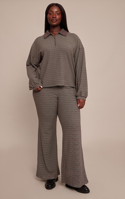 Plus Pinstripe Chocolate Skinny Flare Pant