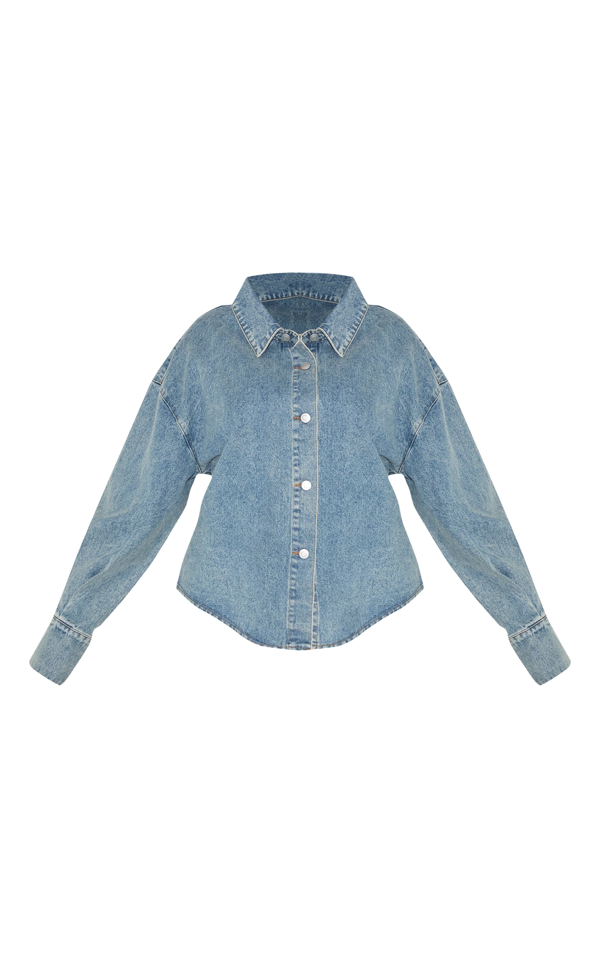 Plus Vintage Balloon Sleeve Denim Shirt image 5