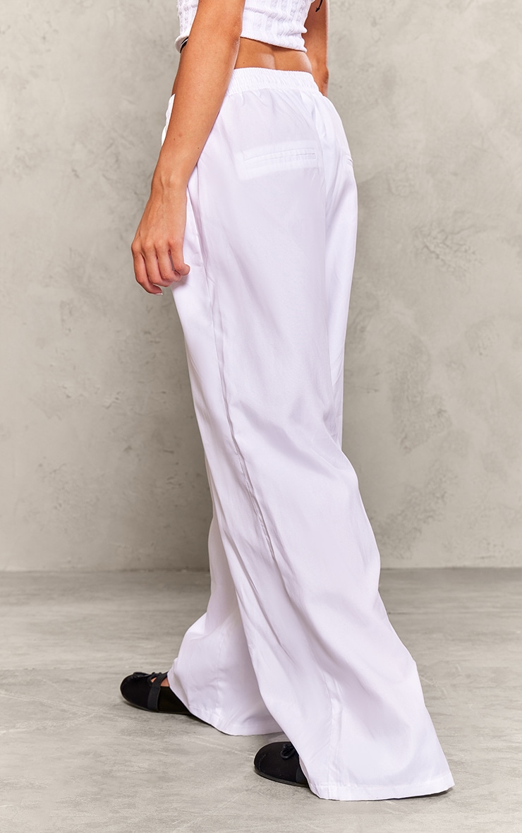 Petite White Peach Skin Cargo Trousers image 3