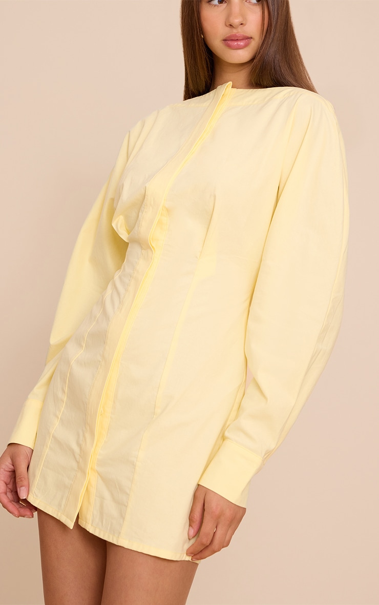 Lemon Button Down Boat Neck Cocoon Sleeve Bodycon Dress image 4